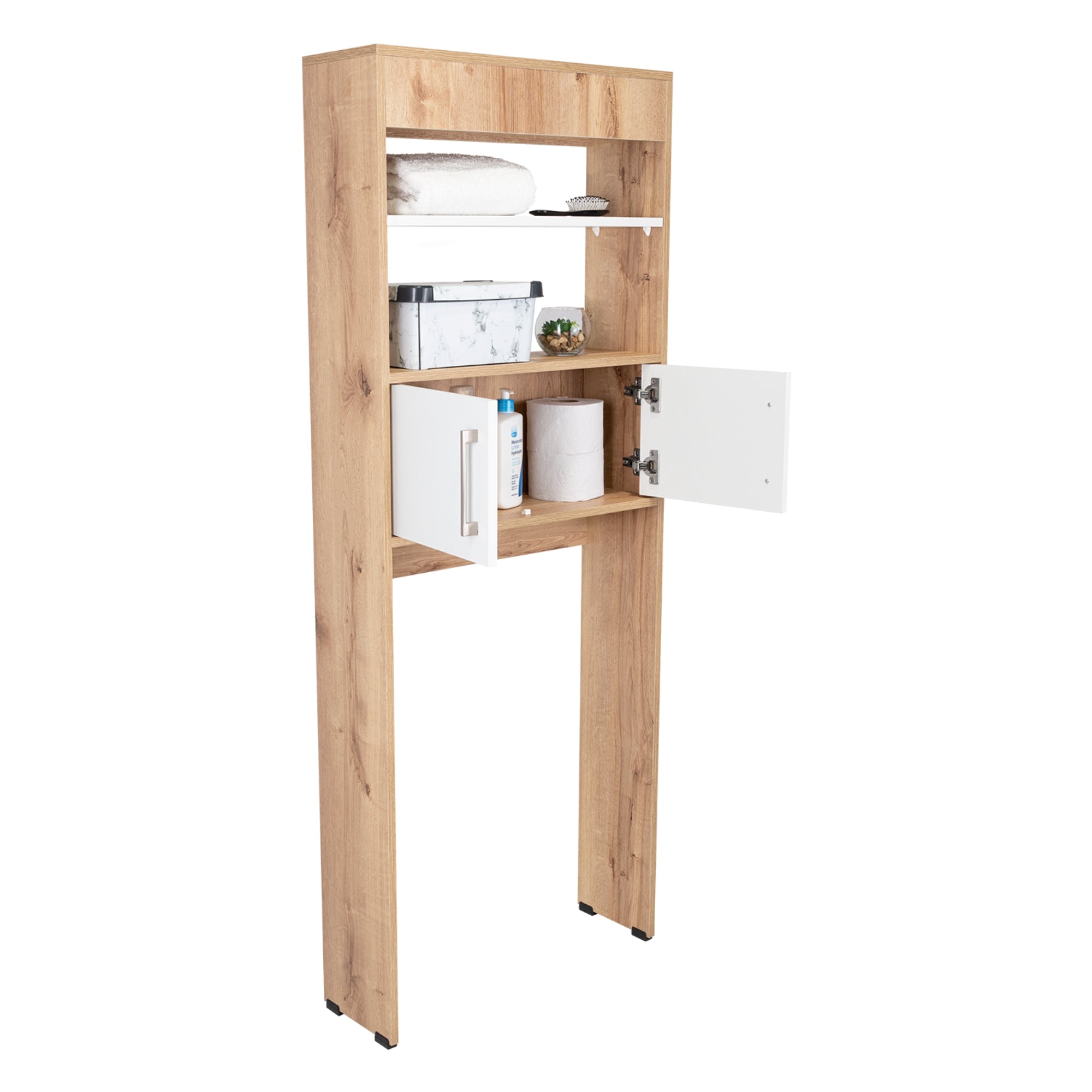 ESTANTE WC 2 PUERTAS 3 REPISA FM-008C CAFÉ CLARO Y BLANCO - 10