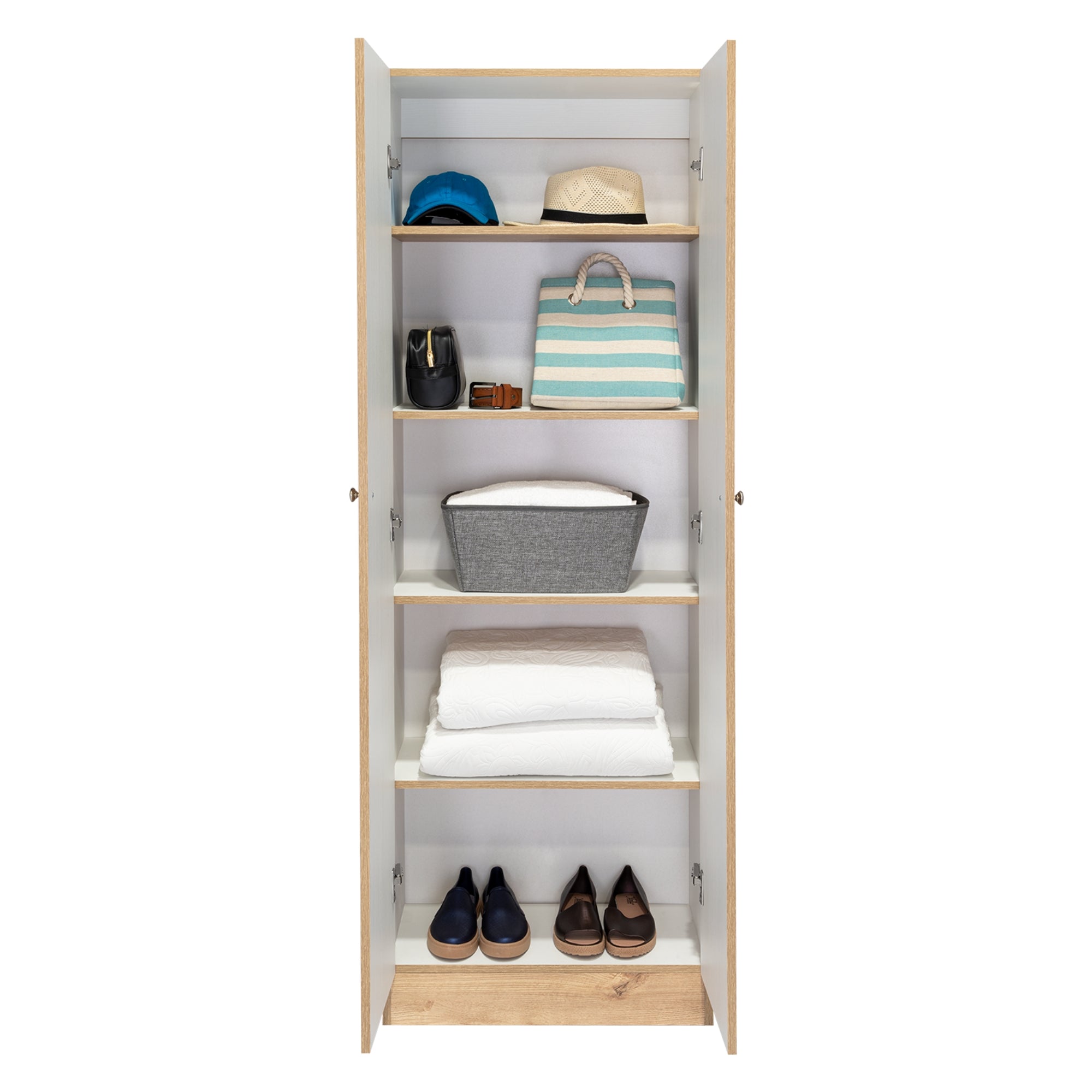 CLOSET 2 PUERTAS 5 REPISAS FM-010C EN COLOR CAFE CLARO - 5