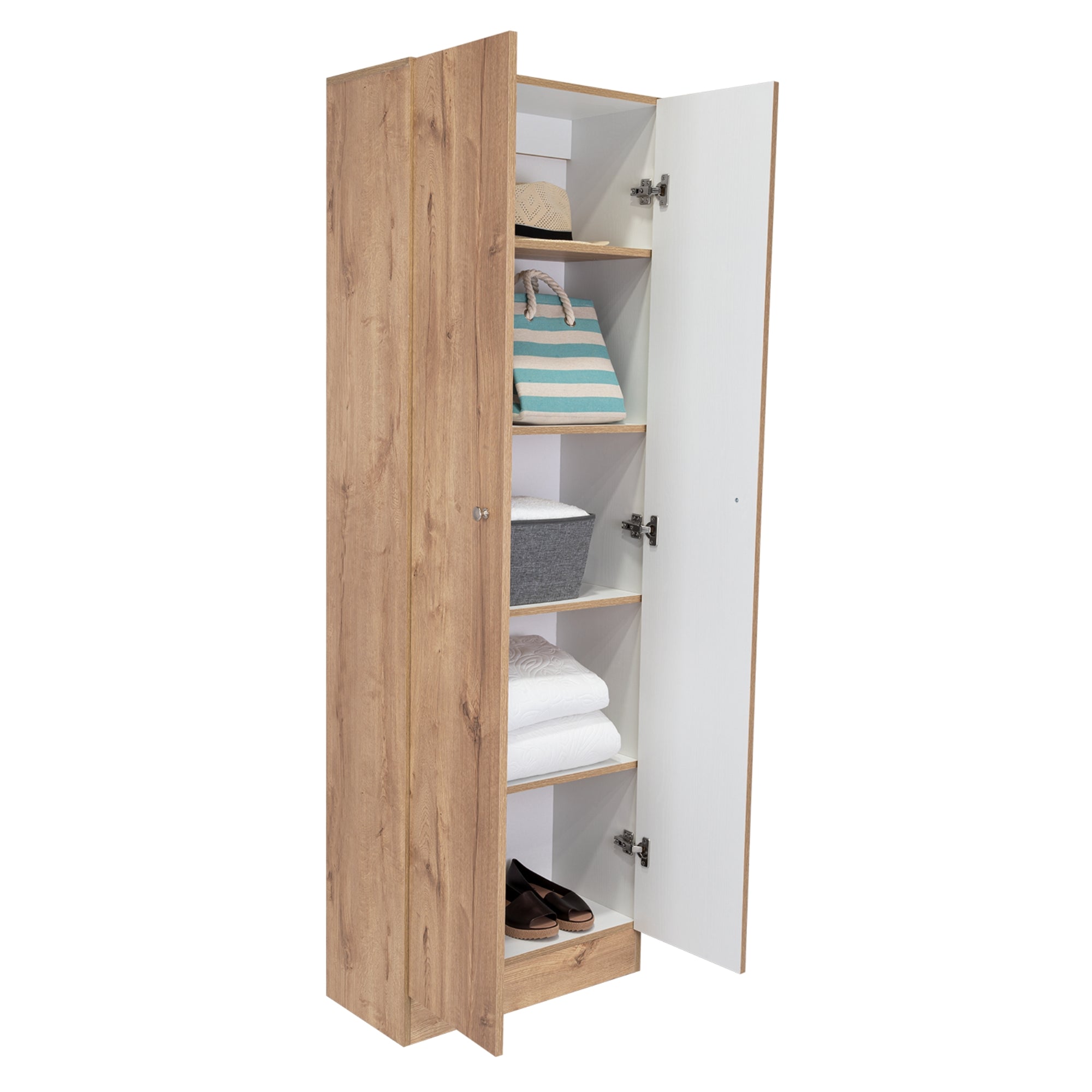 CLOSET 2 PUERTAS 5 REPISAS FM-010C EN COLOR CAFE CLARO - 6