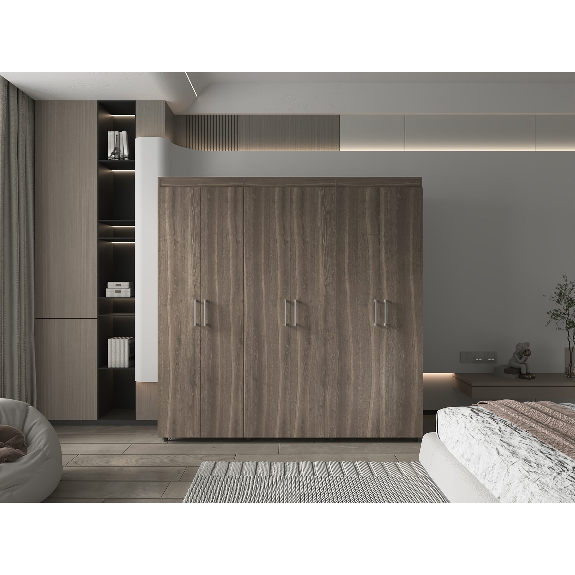 CLOSET 6 PUERTAS 2 CAJONES FM-012O EN COLOR CAFE OSCURO - 5