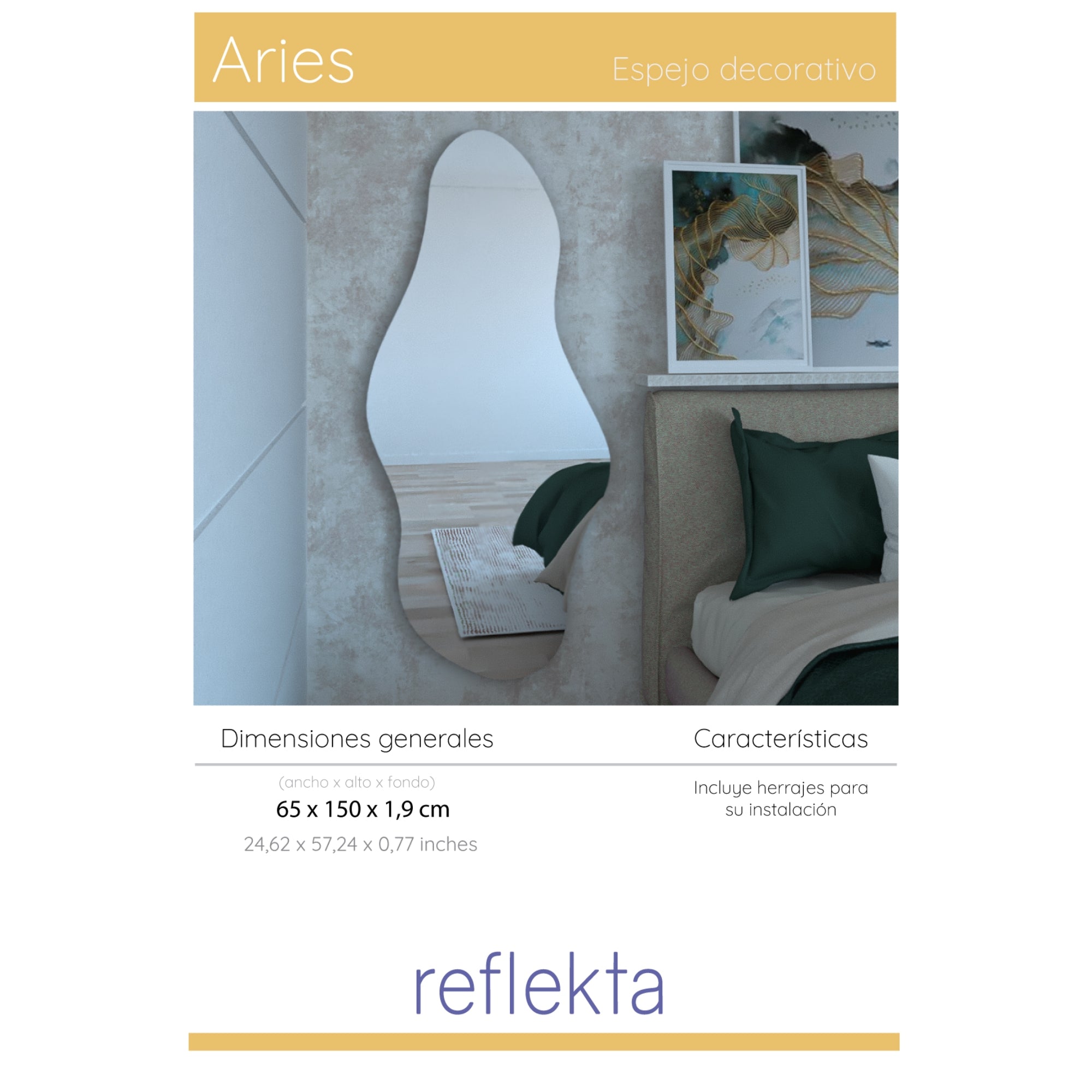 ESPEJO CON FORMA IRREGULAR 150X65X1,9 CM FM-021 - 6