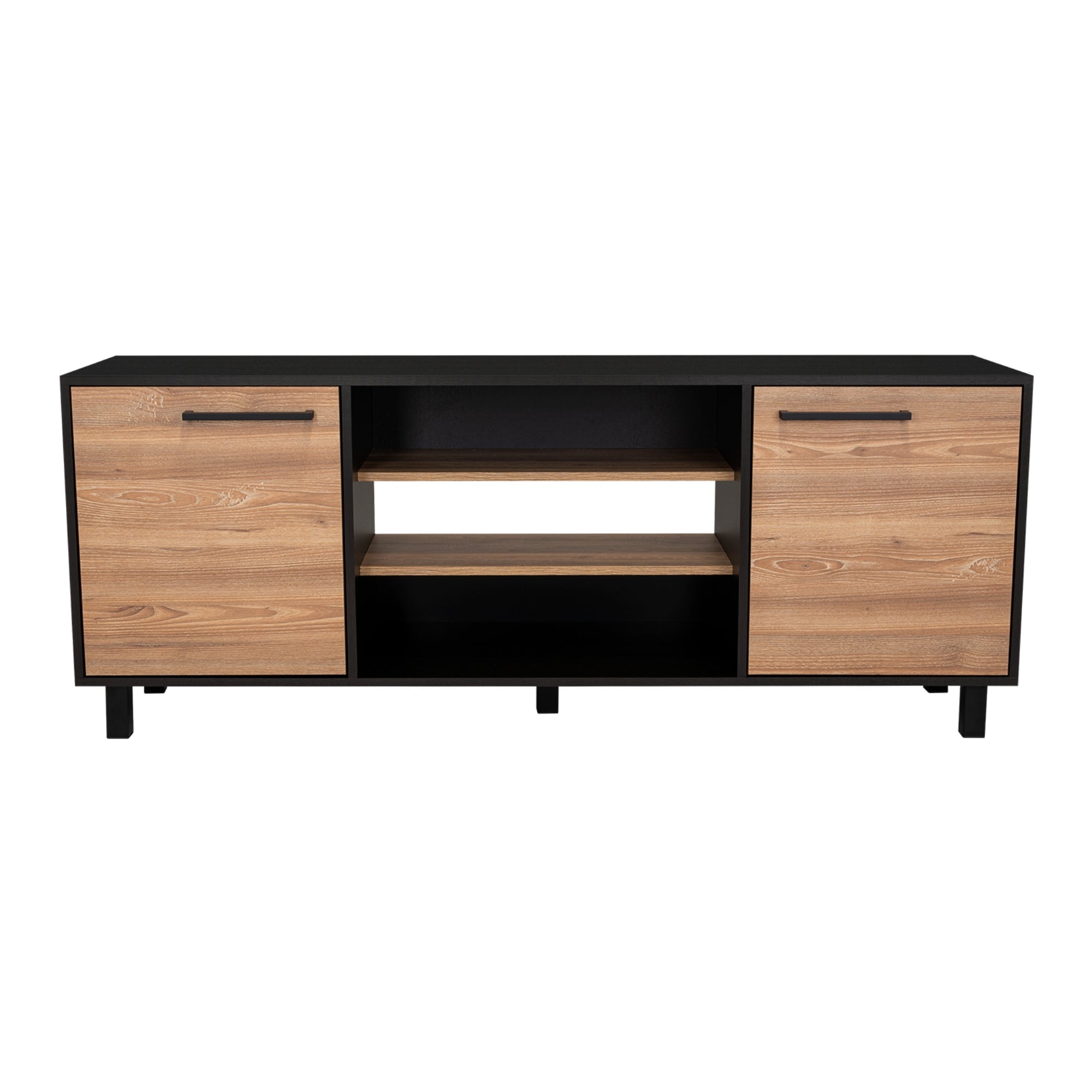 RACK TV 65' 2 PUERTAS 4 REPISAS FM-012N NEGRO Y CAFÉ CLARO - 2