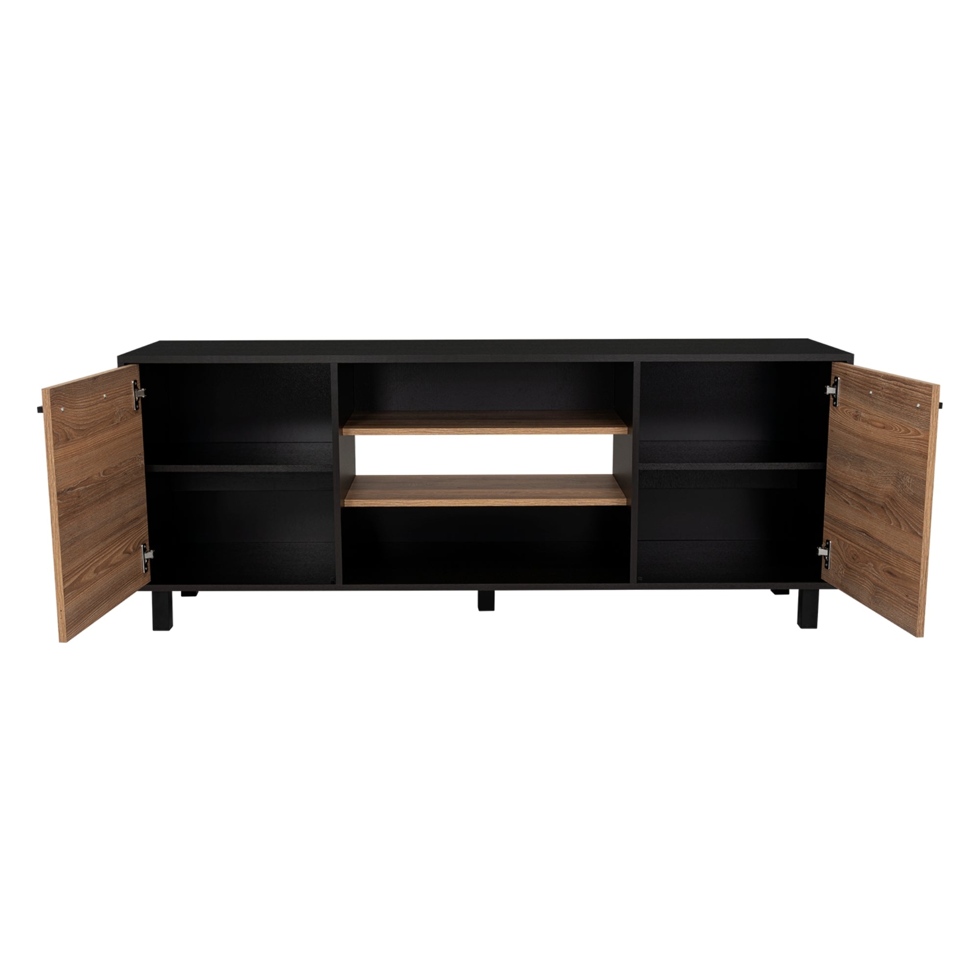 RACK TV 65' 2 PUERTAS 4 REPISAS FM-012N NEGRO Y CAFÉ CLARO - 3