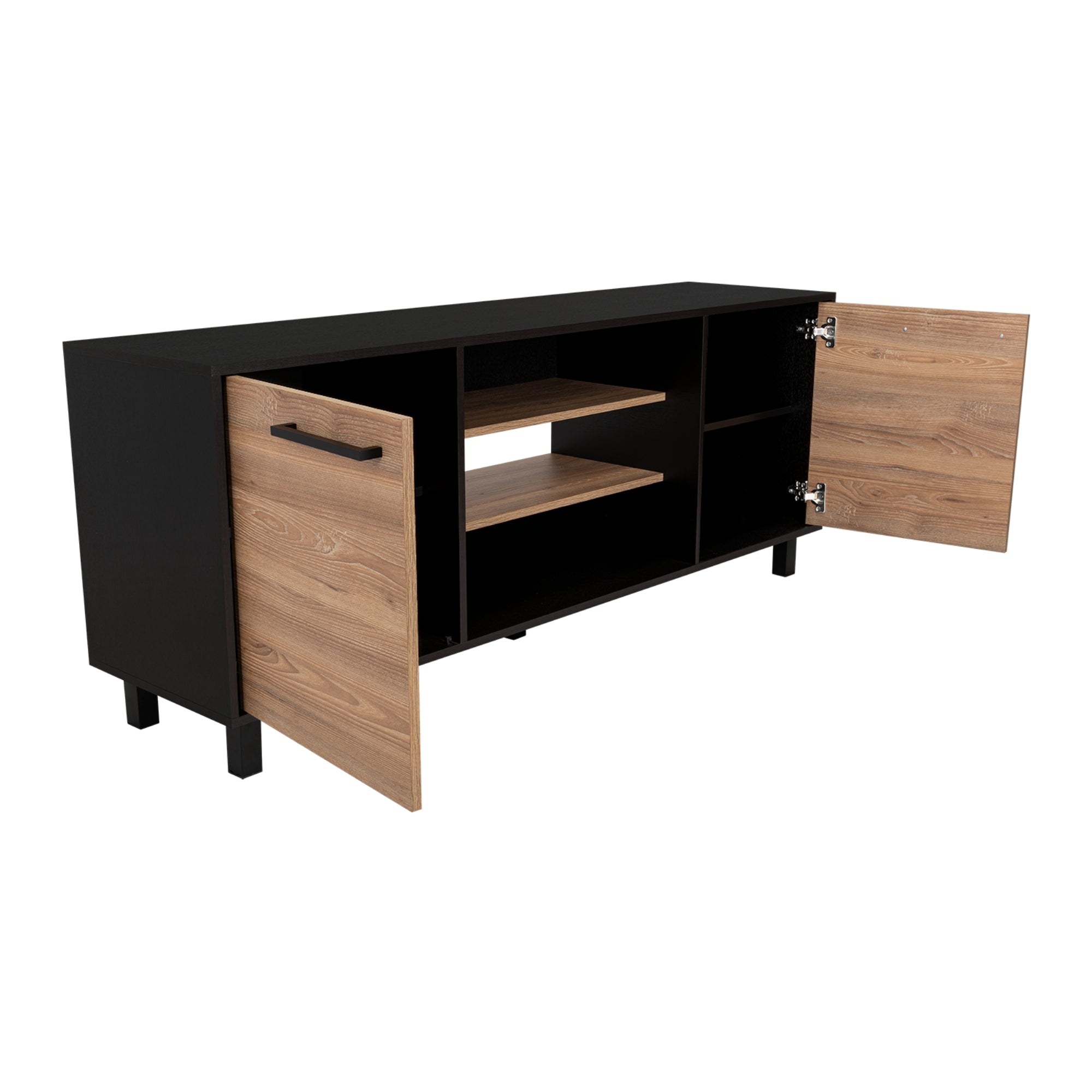 RACK TV 65' 2 PUERTAS 4 REPISAS FM-012N NEGRO Y CAFÉ CLARO - 4