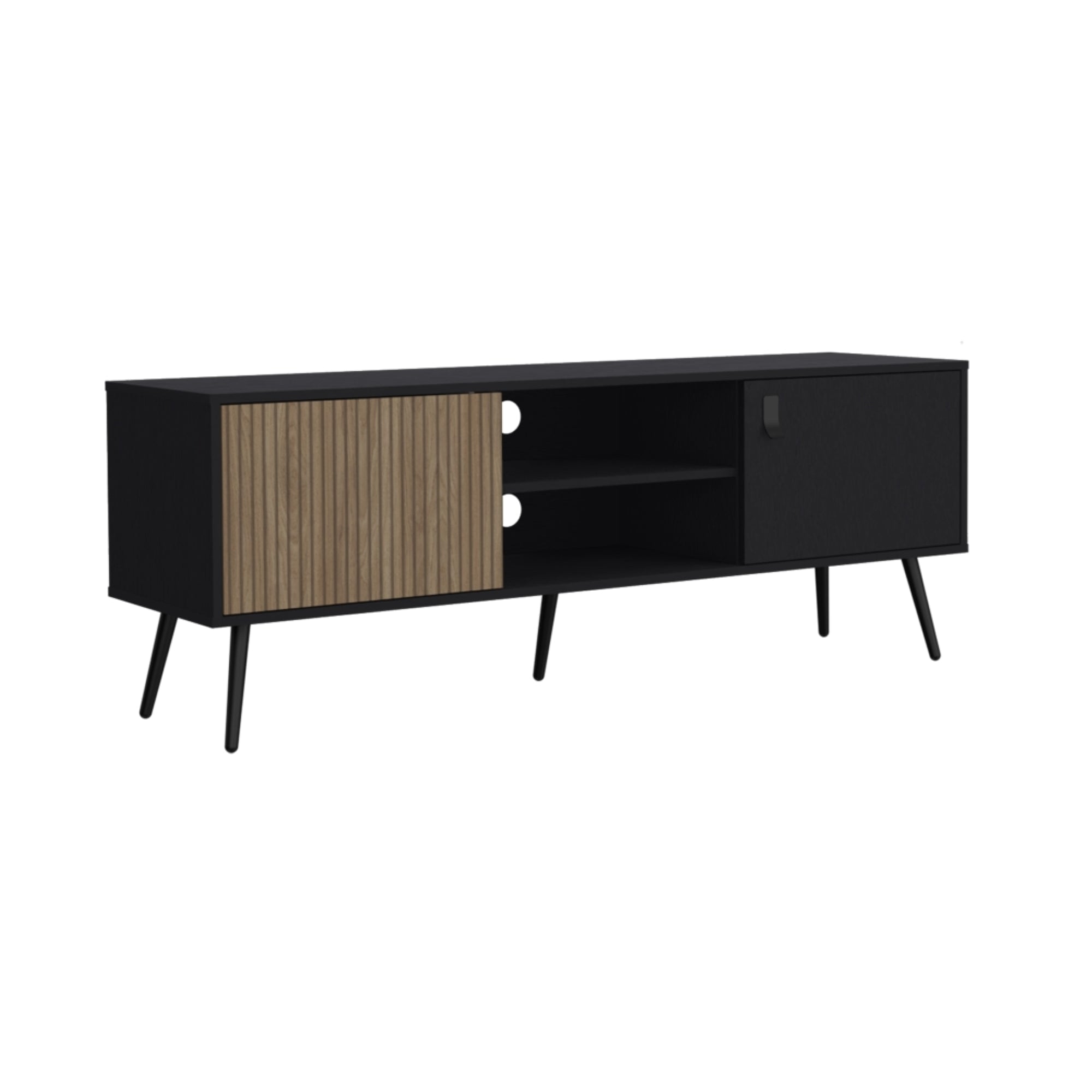 RACK TV 65' 2 PUERTAS FM-022N NEGRO Y CAFÉ CLARO - 1