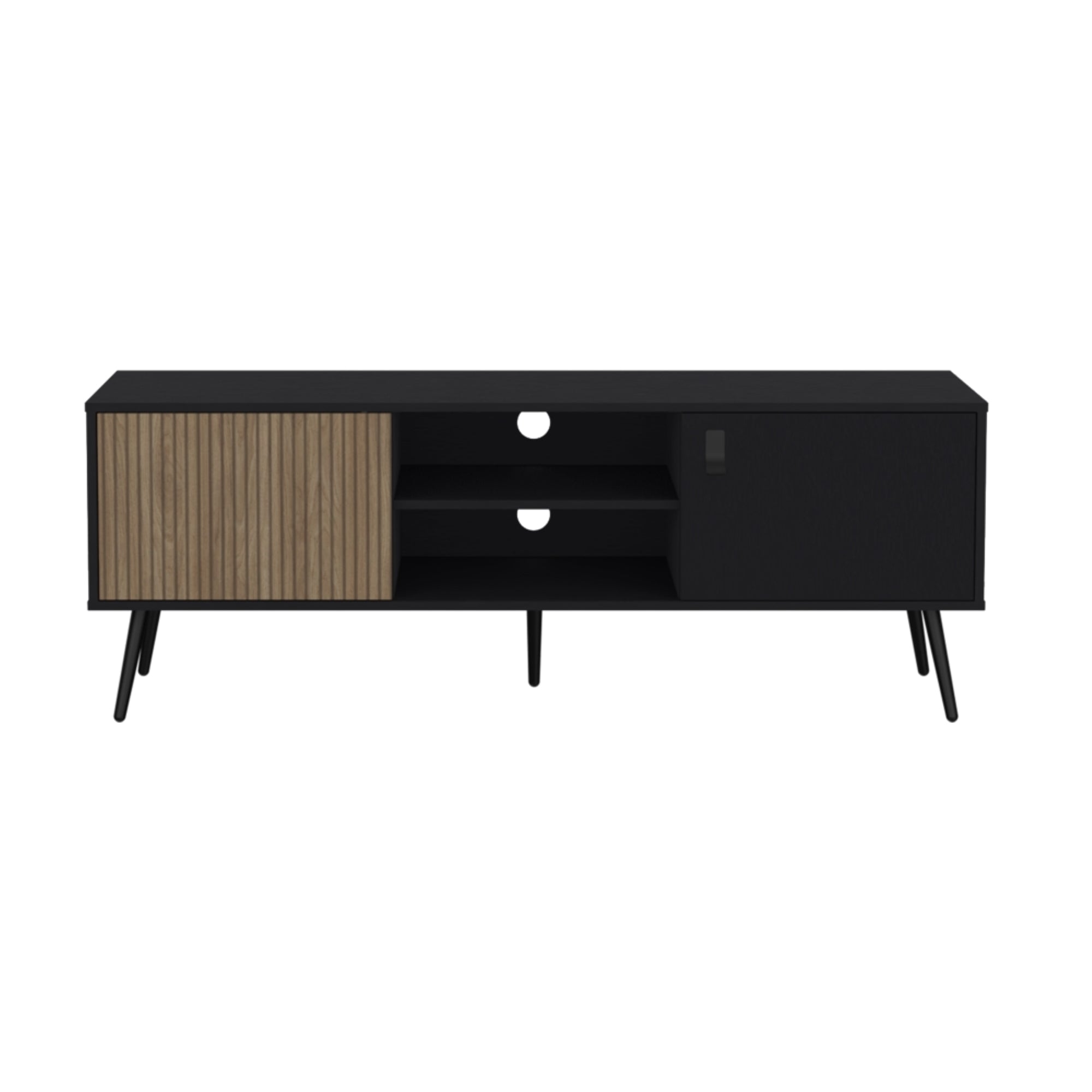 RACK TV 65' 2 PUERTAS FM-022N NEGRO Y CAFÉ CLARO - 2
