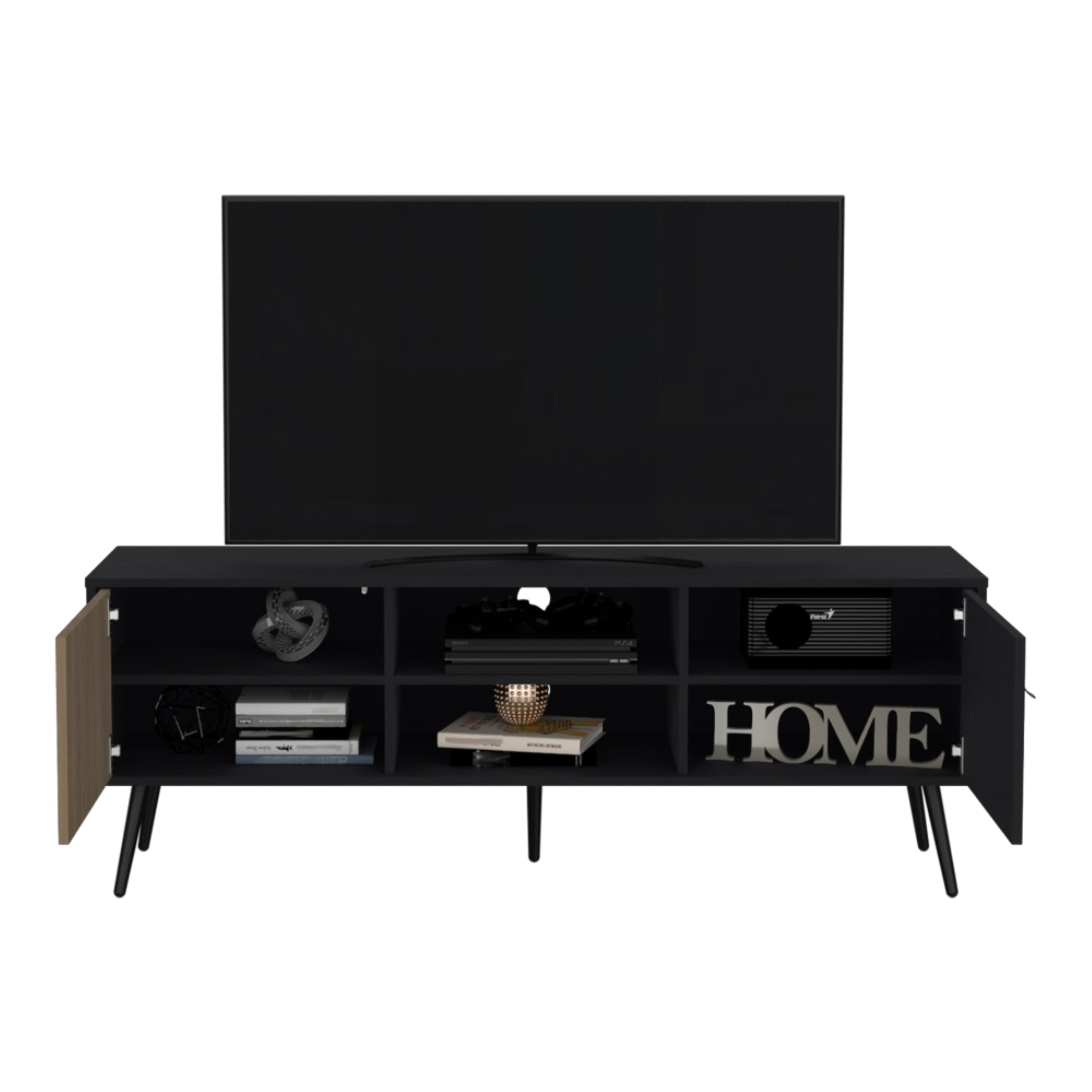 RACK TV 65' 2 PUERTAS FM-022N NEGRO Y CAFÉ CLARO - 3
