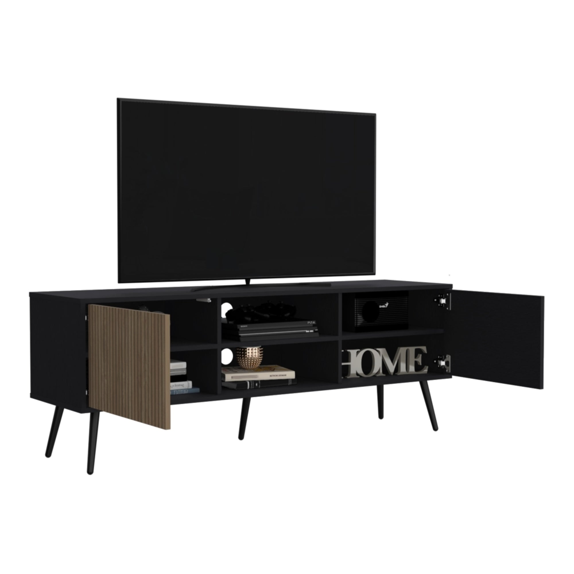 RACK TV 65' 2 PUERTAS FM-022N NEGRO Y CAFÉ CLARO - 4