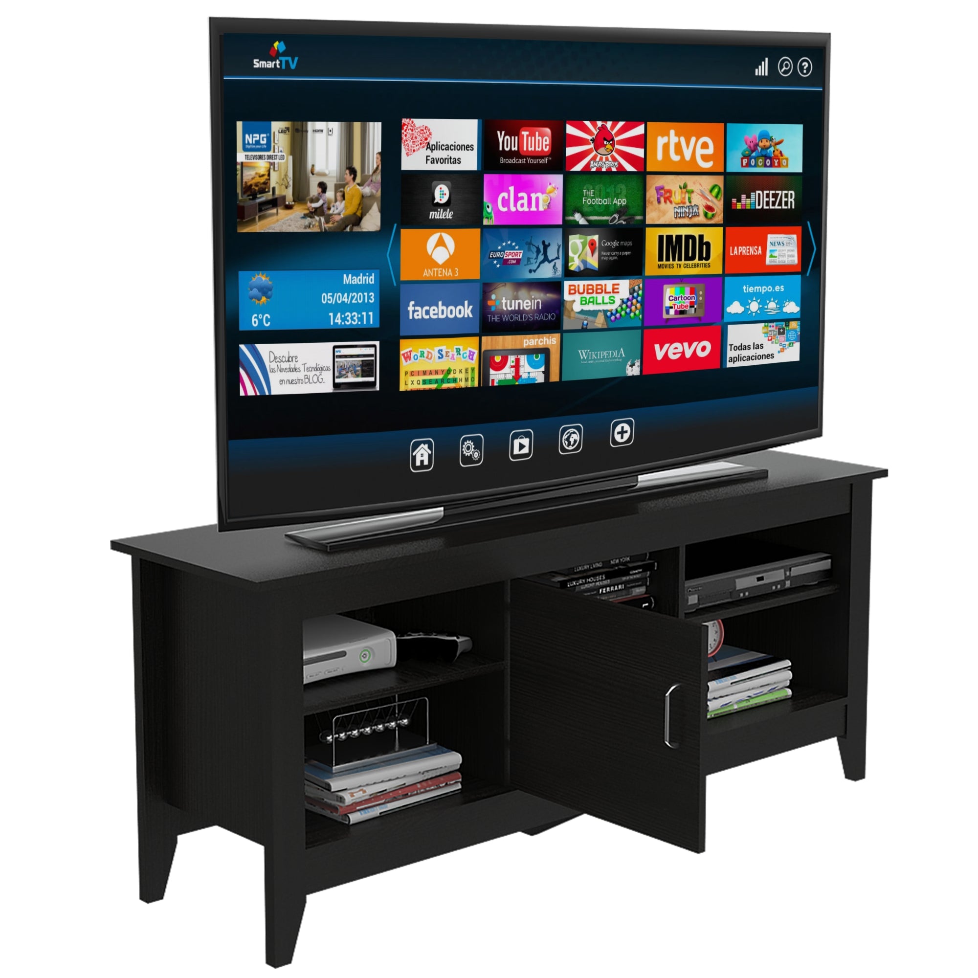 RACK TV 65' 1 PUERTA FM-005N NEGRO - 4