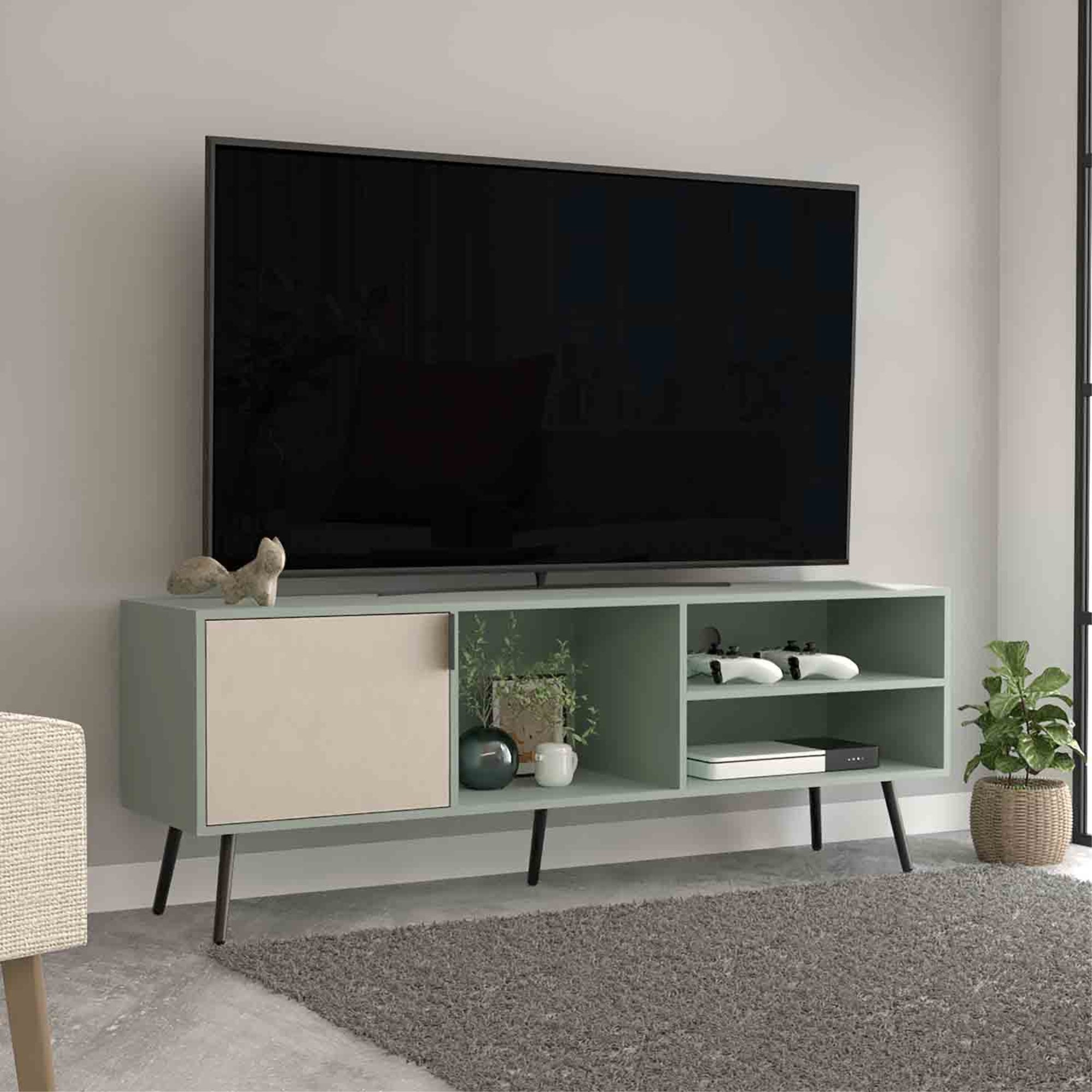 RACK TV 65' 1 PUERTA VERDE AZULADO - 12