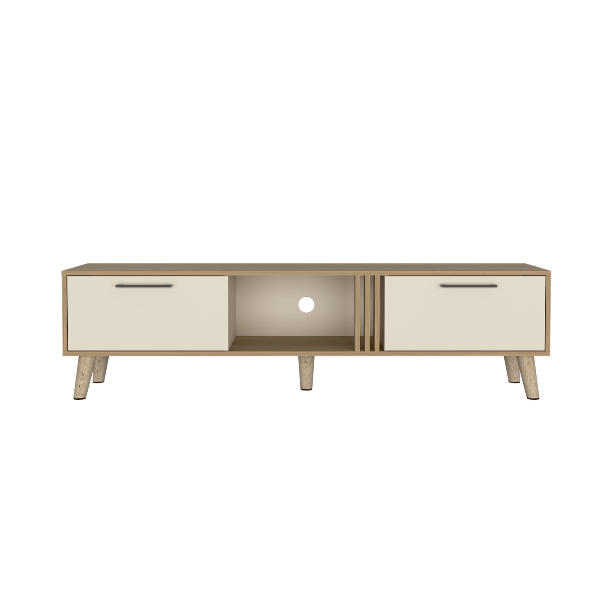 RACK TV 65' 2 PUERTAS 160X43X35 CM EN COLOR CAFE CLARO Y BEIGE - 2