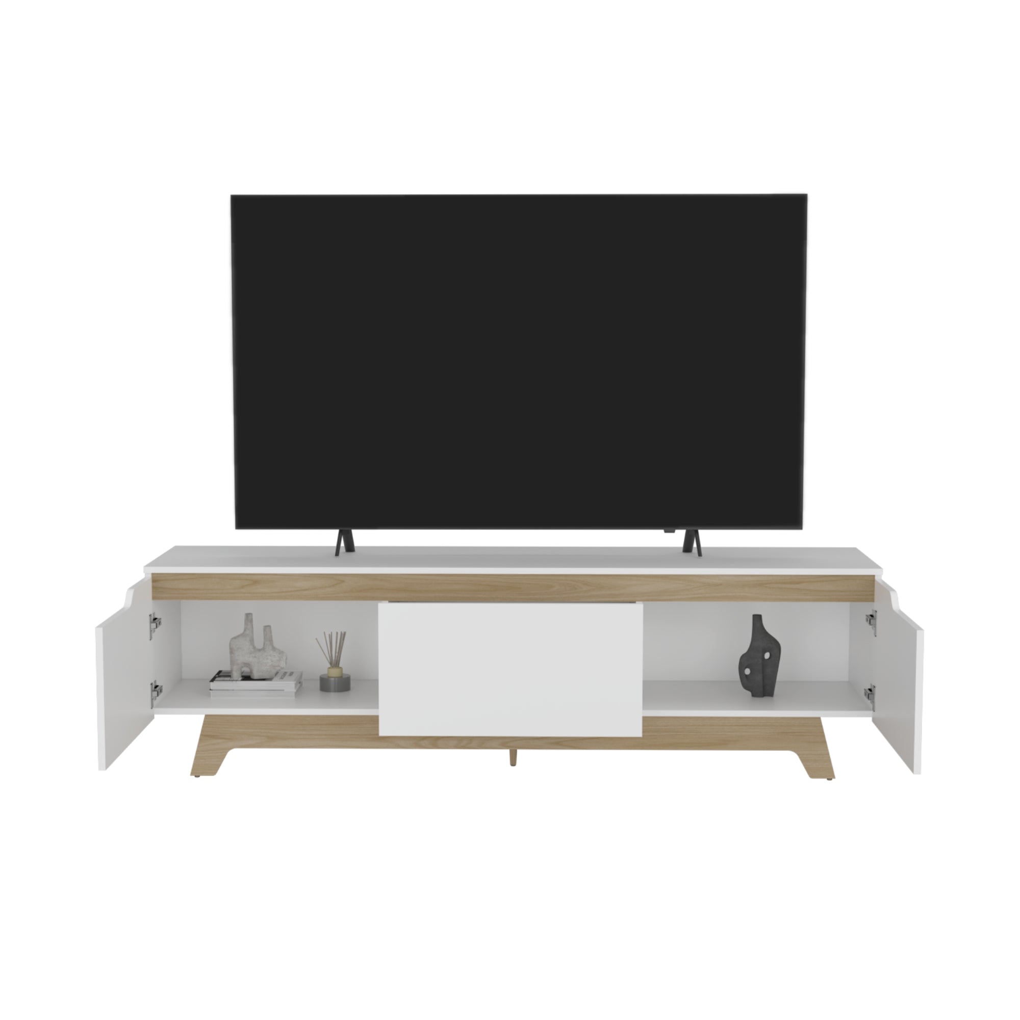 RACK TV 80' 2 PUERTAS 1 CAJON EN COLOR BLANCO Y EN COLOR CAFE CLARO - 3