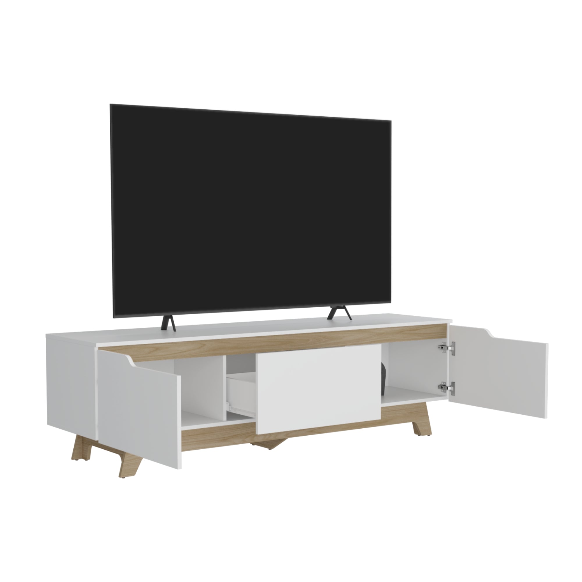 RACK TV 80' 2 PUERTAS 1 CAJON EN COLOR BLANCO Y EN COLOR CAFE CLARO - 4