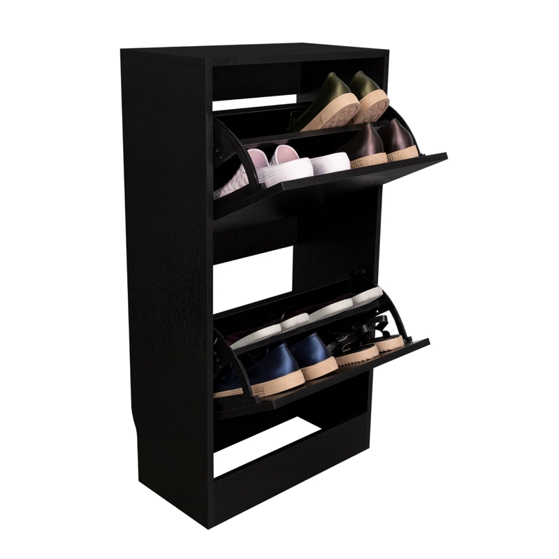 ZAPATERO 2 NIVELES 93,6 X 49 X 28 CM NEGRO - 1