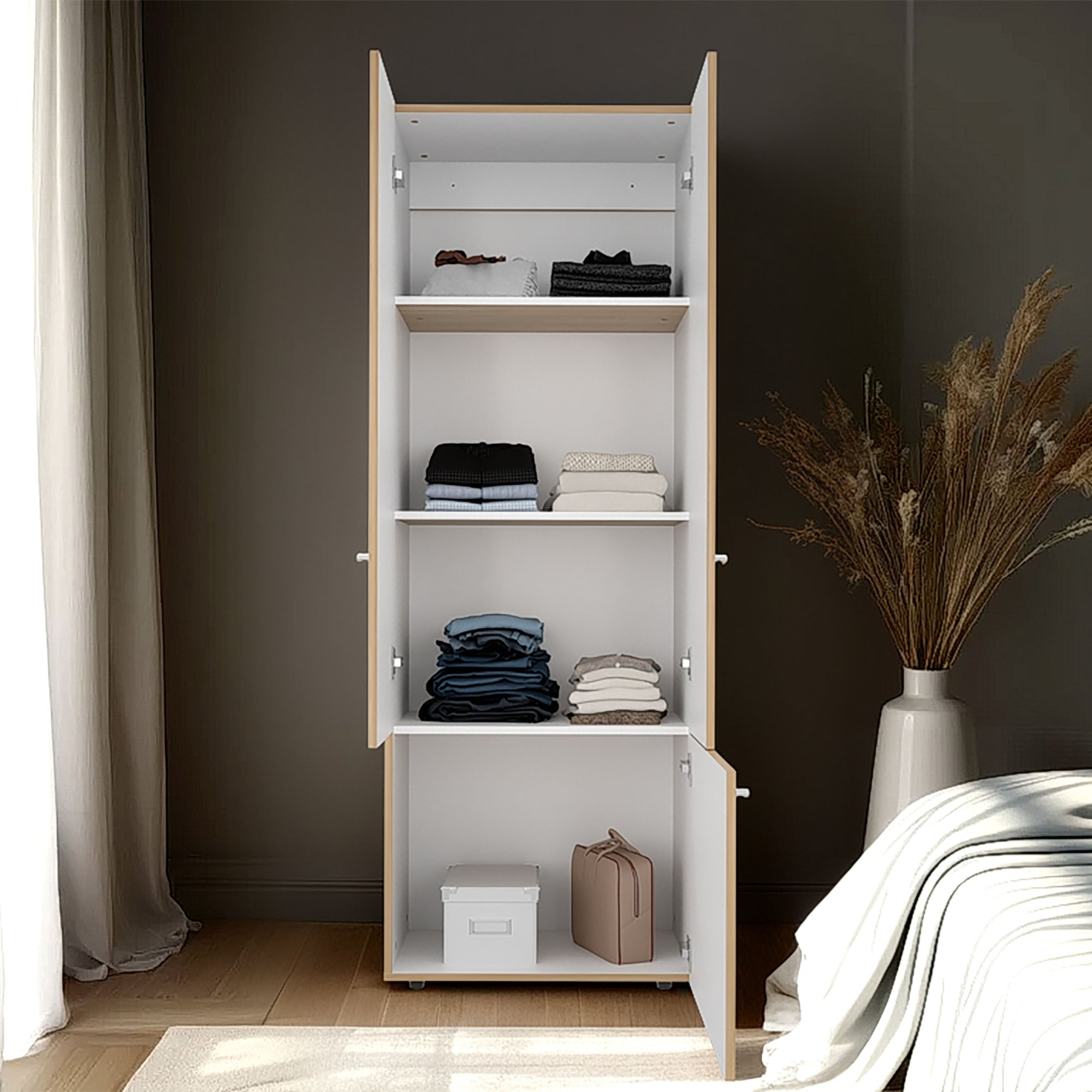 CLOSET 3 PUERTAS 170X60X40,2 CM EN COLOR CAFE CLARO - 7