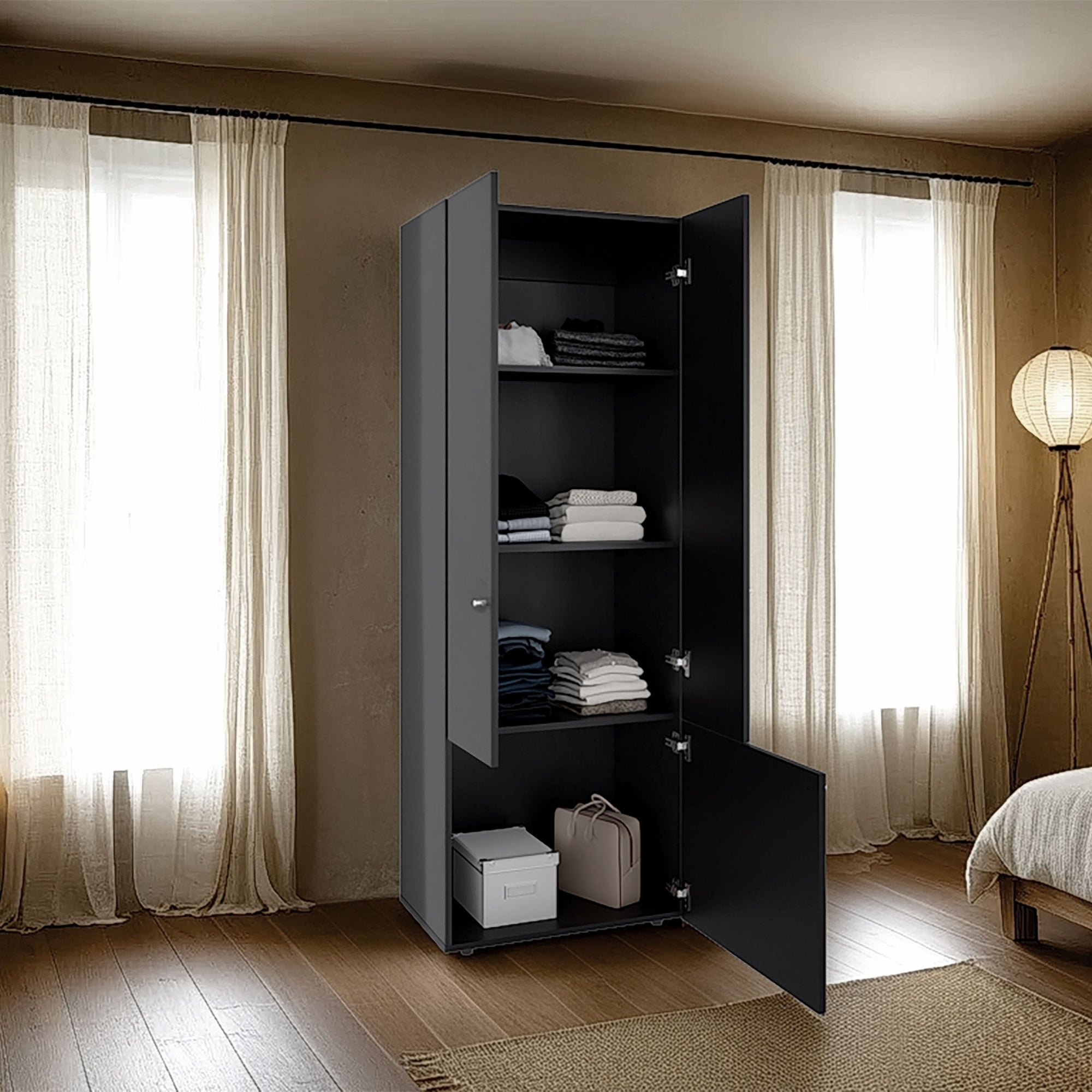 CLOSET 3 PUERTAS 170X60X40,2 CM EN COLOR NEGRO - 6