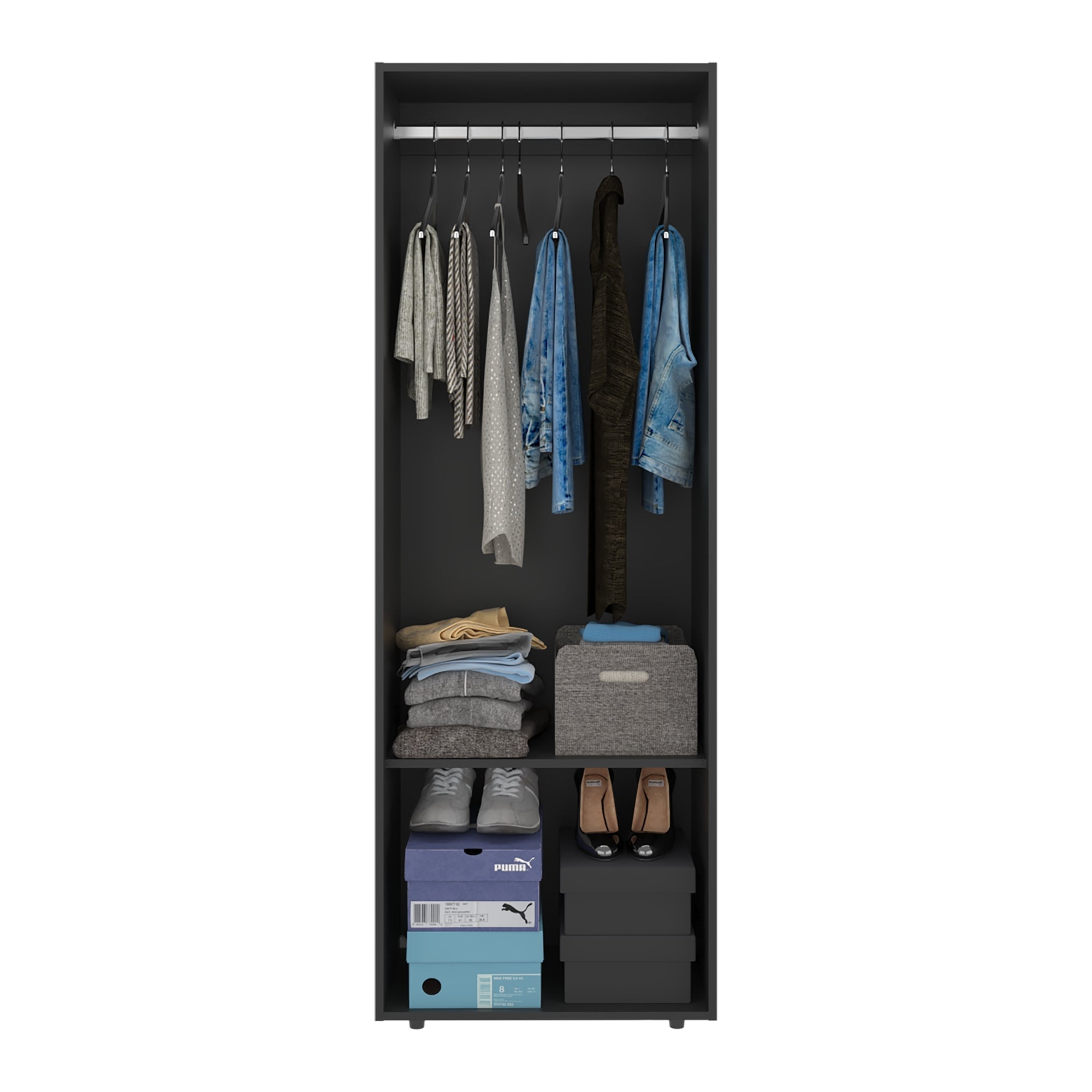 CLOSET COLGADOR 2 PUERTAS 170X60X40,2 CM EN COLOR NEGRO - 5