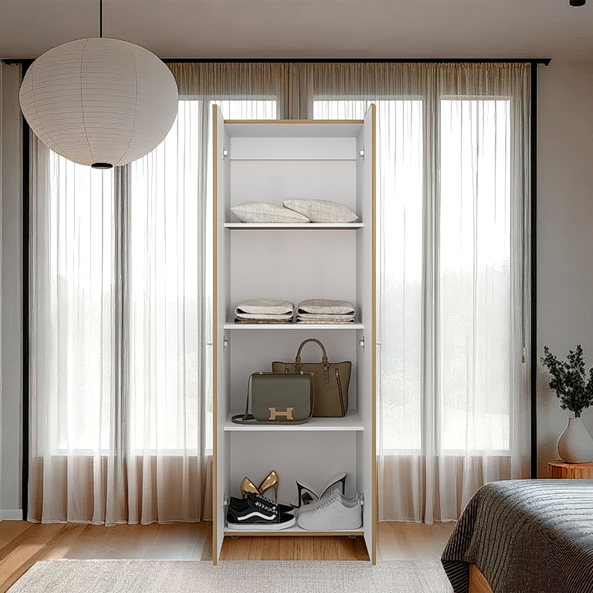CLOSET 2 PUERTAS 170X60X40,2 CM EN COLOR CAFE CLARO - 7