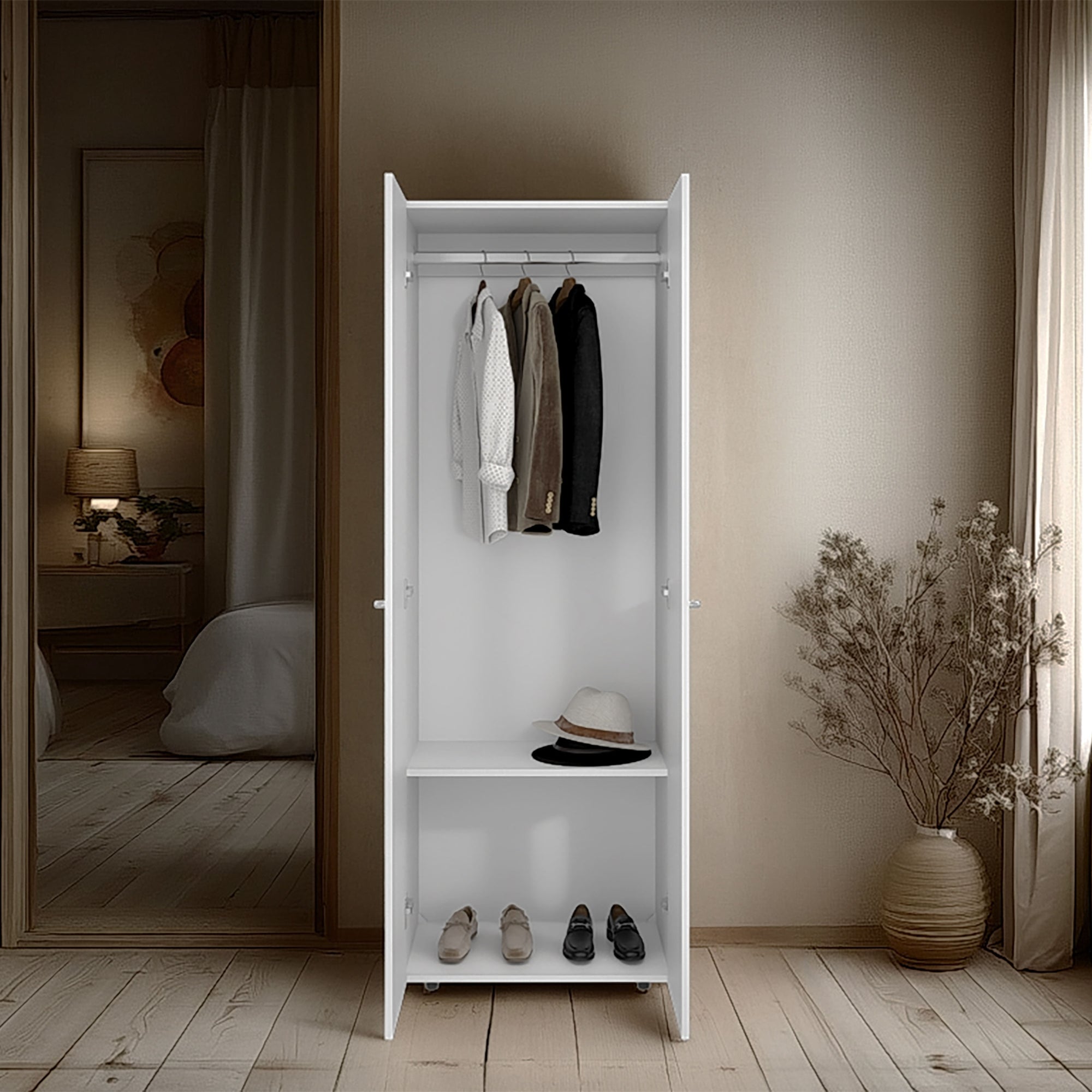 CLOSET 1 COLGADOR 2 PUERTAS 170X60X40,2 CM EN COLOR BLANCO - 7