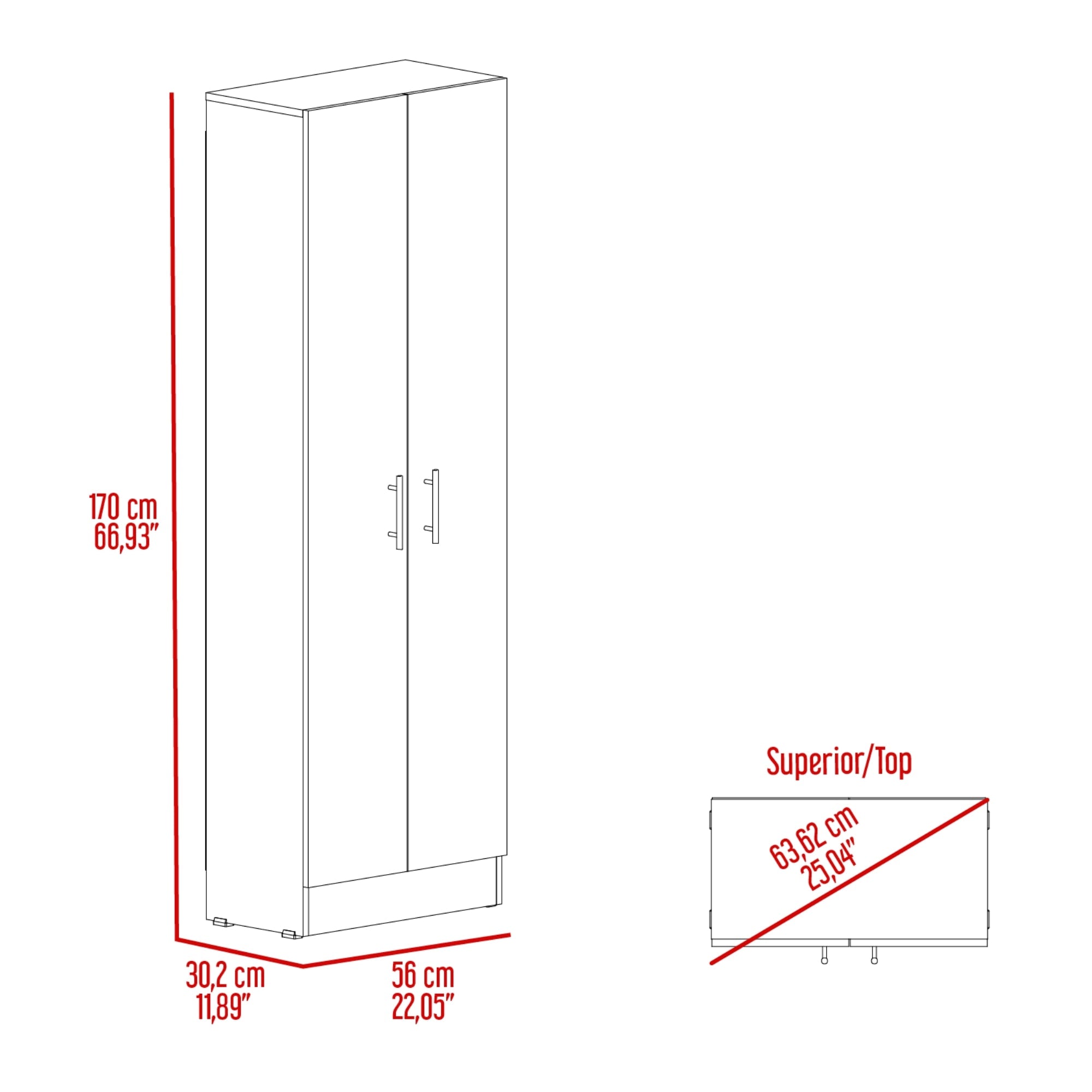 MUEBLE DESPENSA MULTIUSOS 170X56X30,2 CM EN COLOR BLANCO - 7