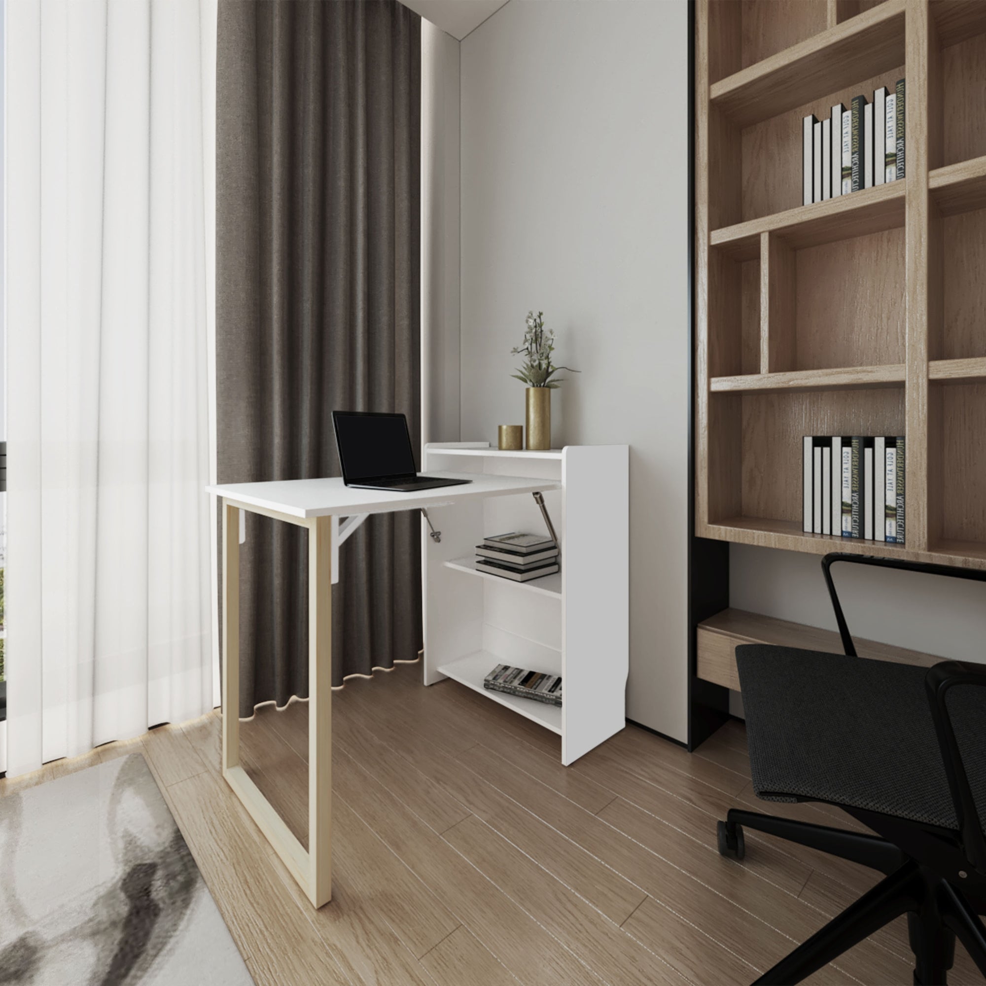 ESCRITORIO PLEGABLE 85,6X101X63X6 CM EN COLOR BLANCO - 6