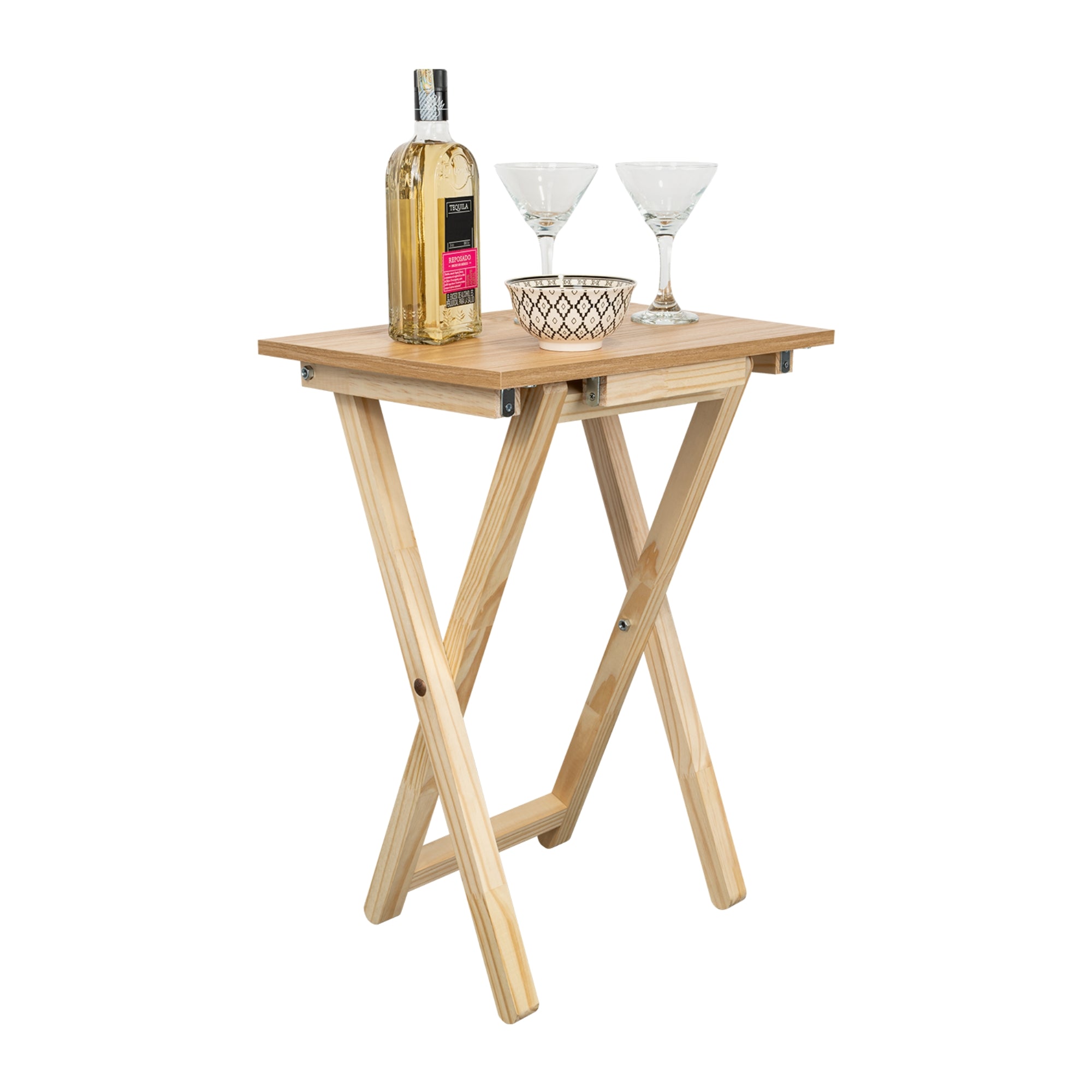 MESA PLEGABLE 65,7X47,9X35 CM EN COLOR CAFE CLARO - 5