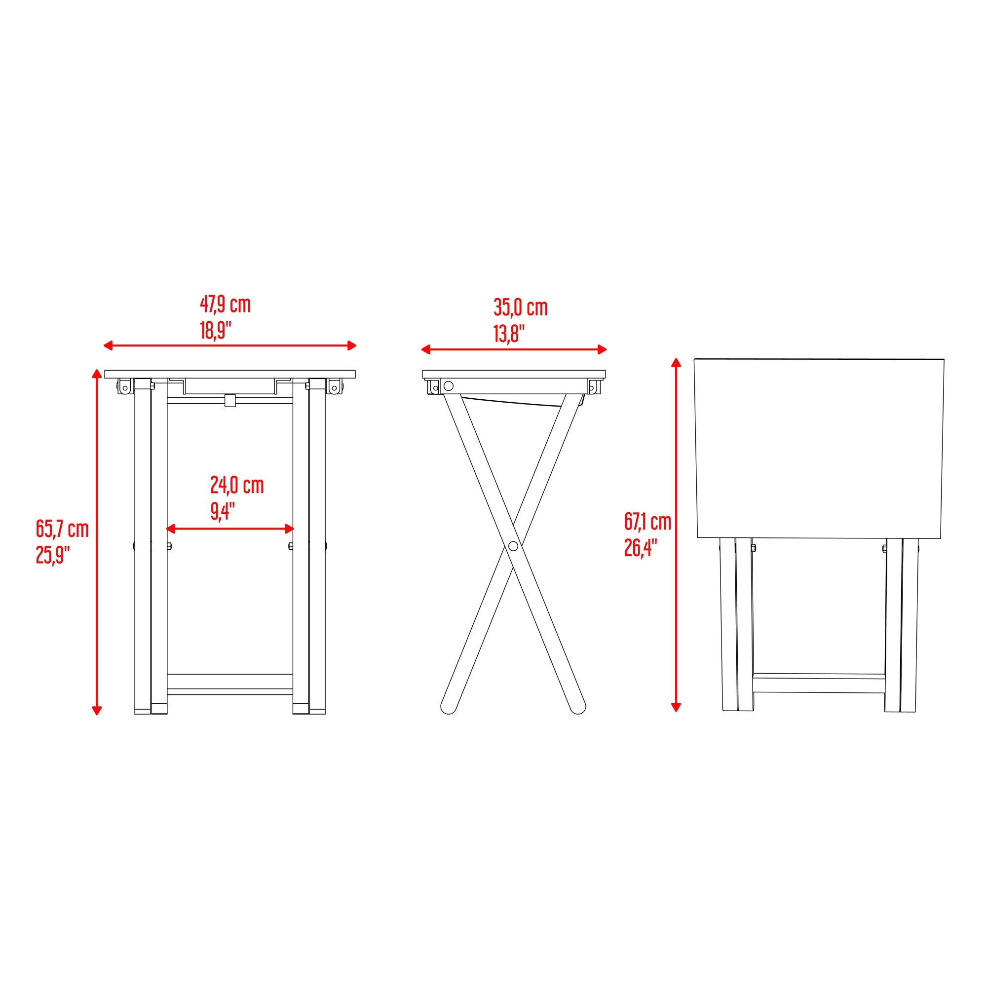 MESA PLEGABLE 65,7X47,9X35 CM EN COLOR CAFE CLARO - 7