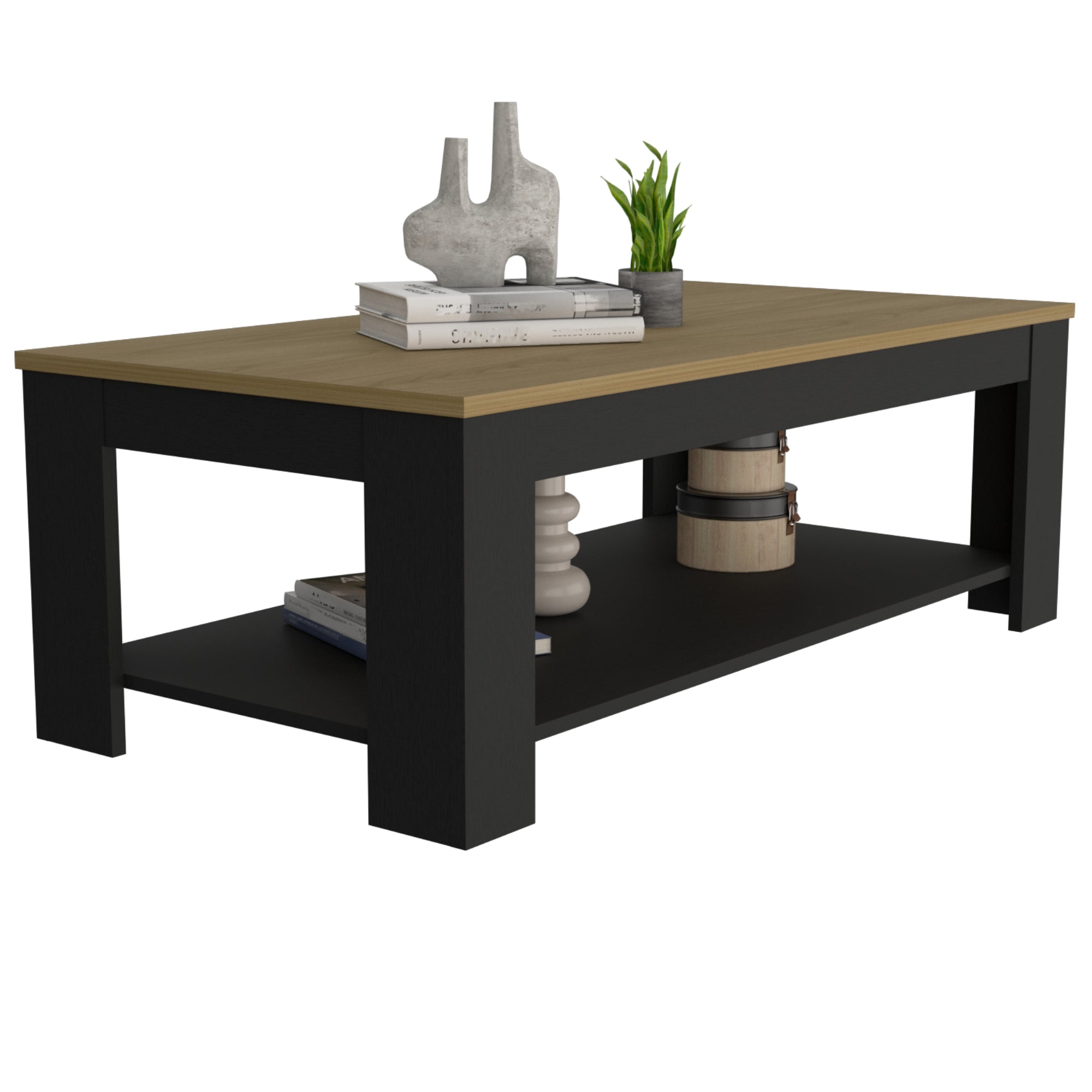 MESA DE CENTRO 120X60X41,5 CM EN COLOR CAFE CLARO Y EN COLOR NEGRO - 4