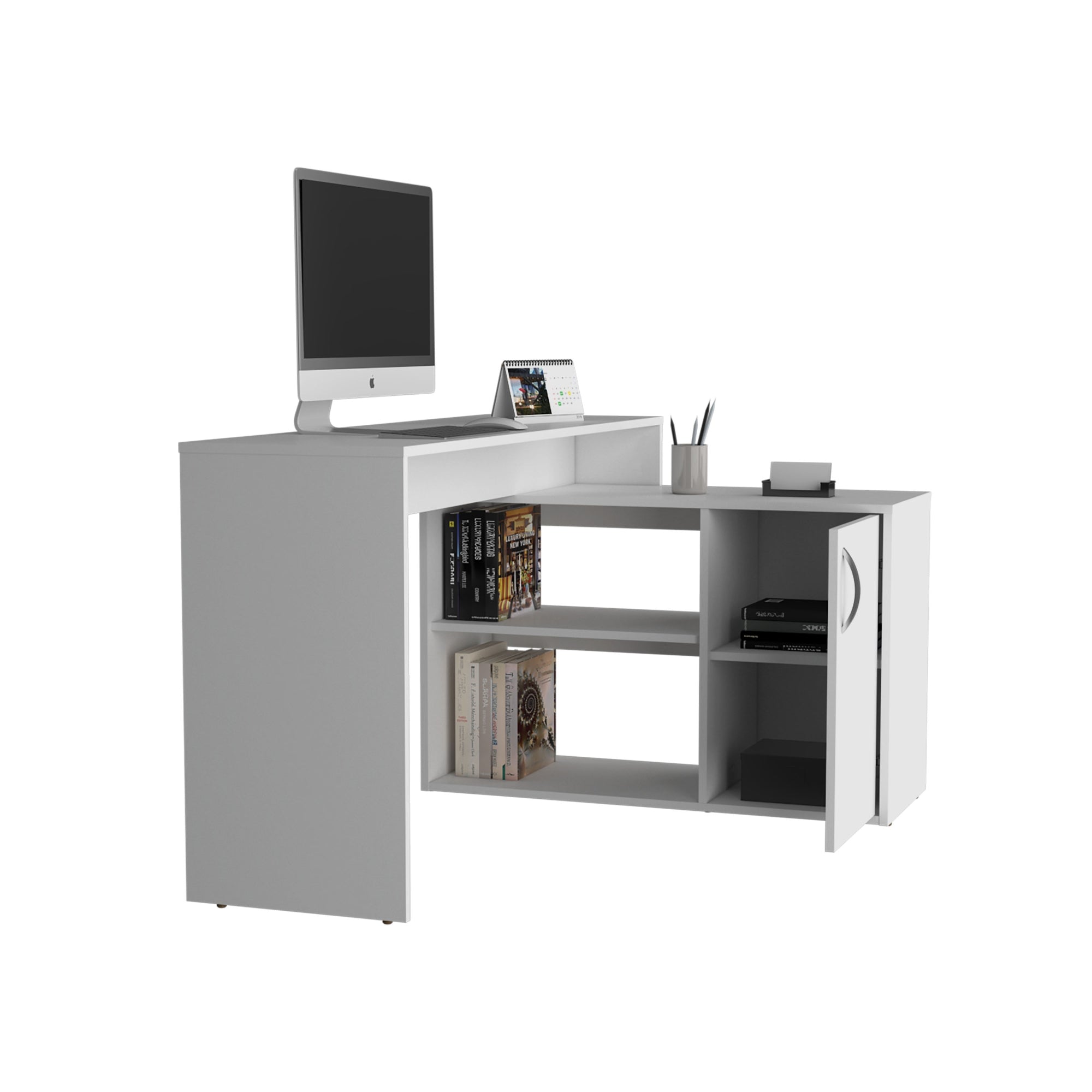ESCRITORIO EN L 71X125X90 CM 1 PUERTA EN COLOR BLANCO - 4