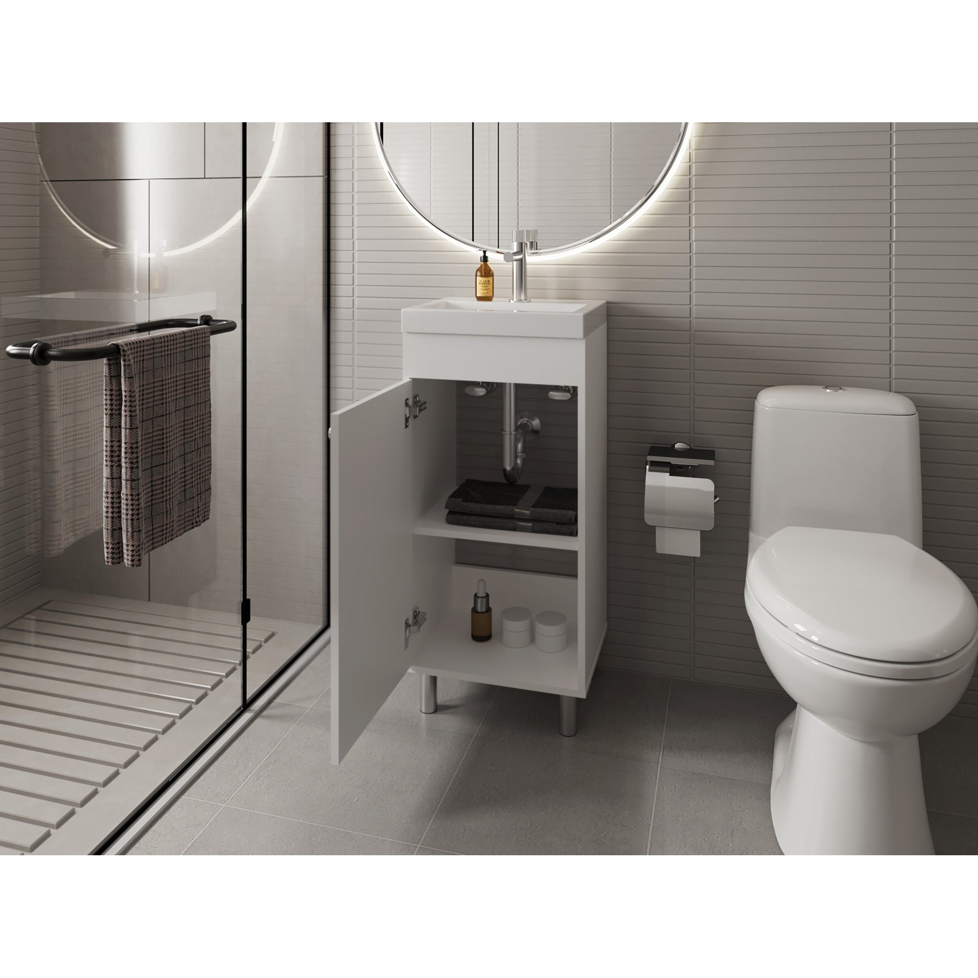 VANITORIO 84X32X40,2 CM 1 PUERTA EN COLOR BLANCO - 6