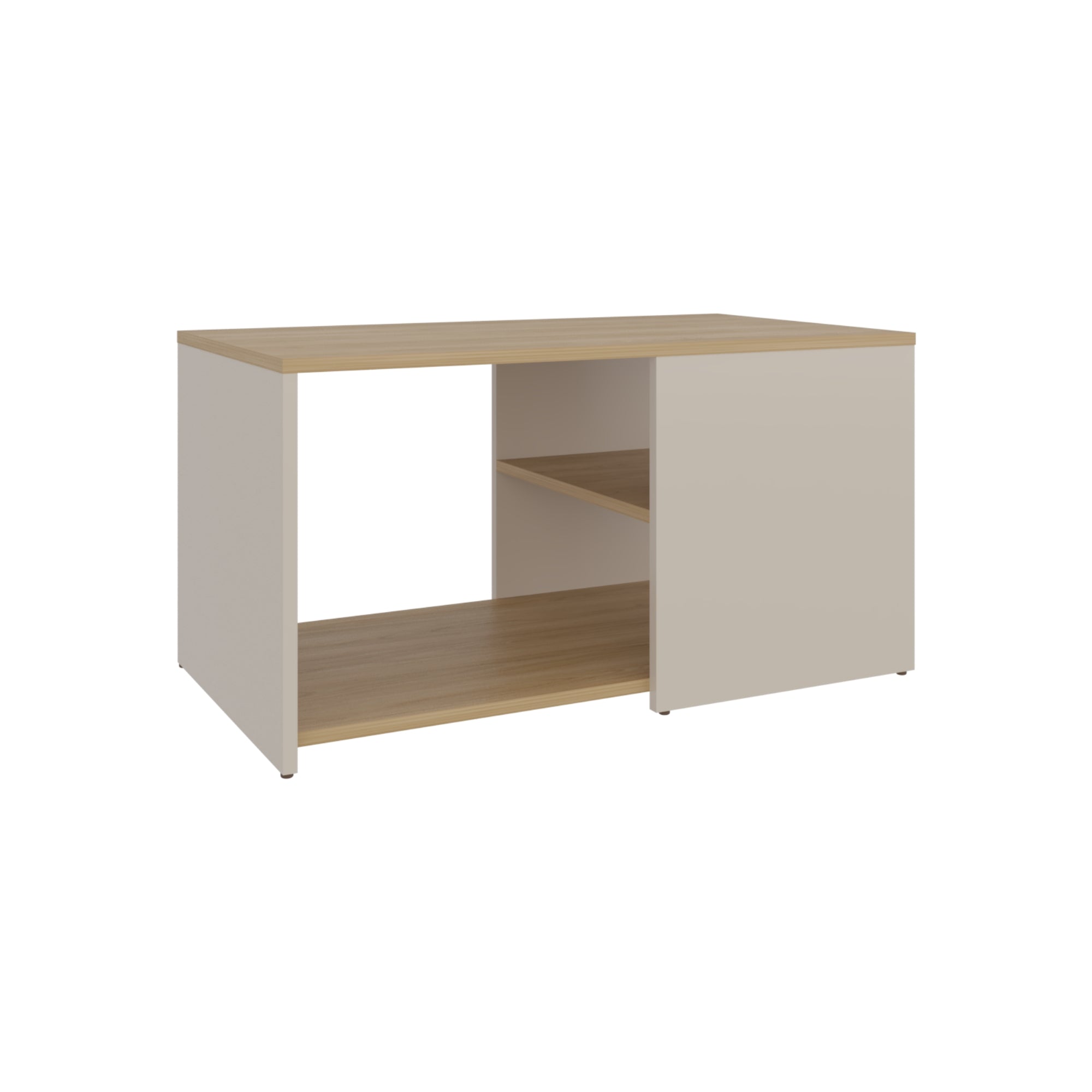 MESA CENTRO 80X45X42,1 CM BEIGE Y EN COLOR CAFE CLARO - 1