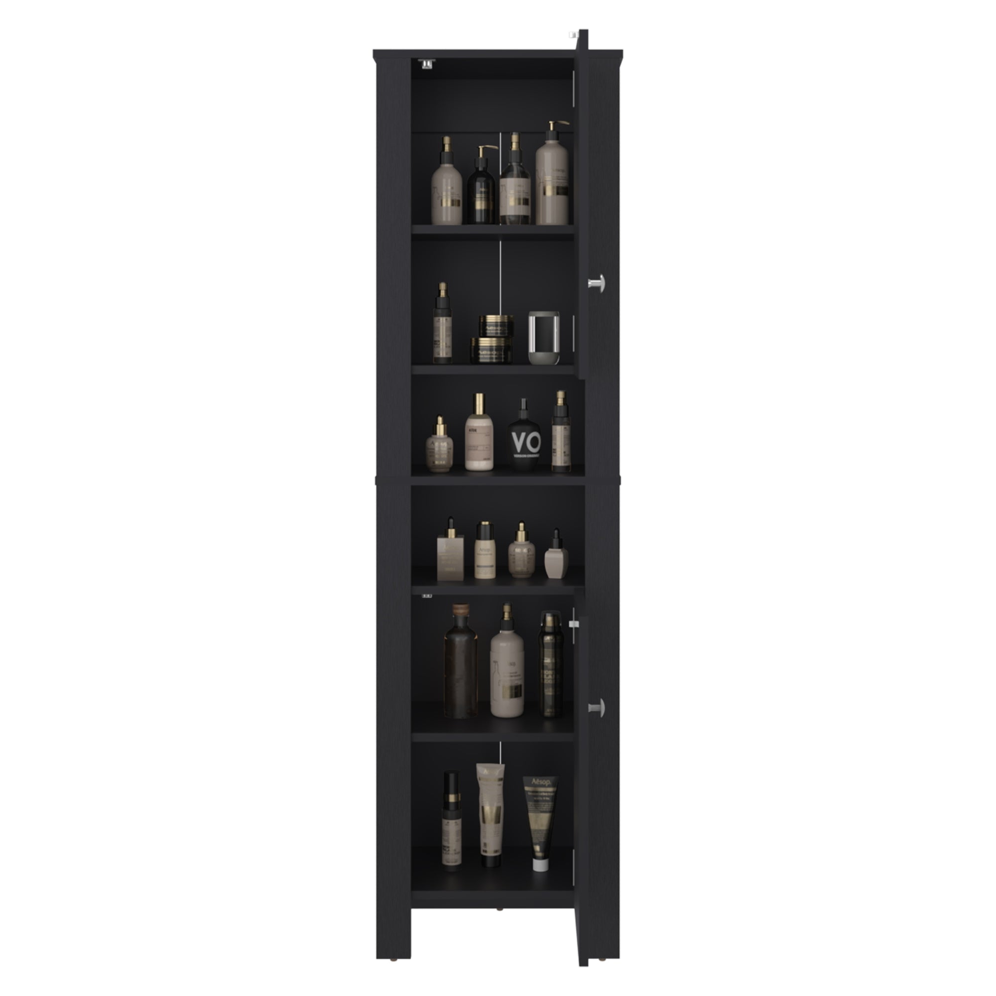 ESTANTE BAÑO ORGANIZADOR 2 PUERTAS EN COLOR NEGRO - 4