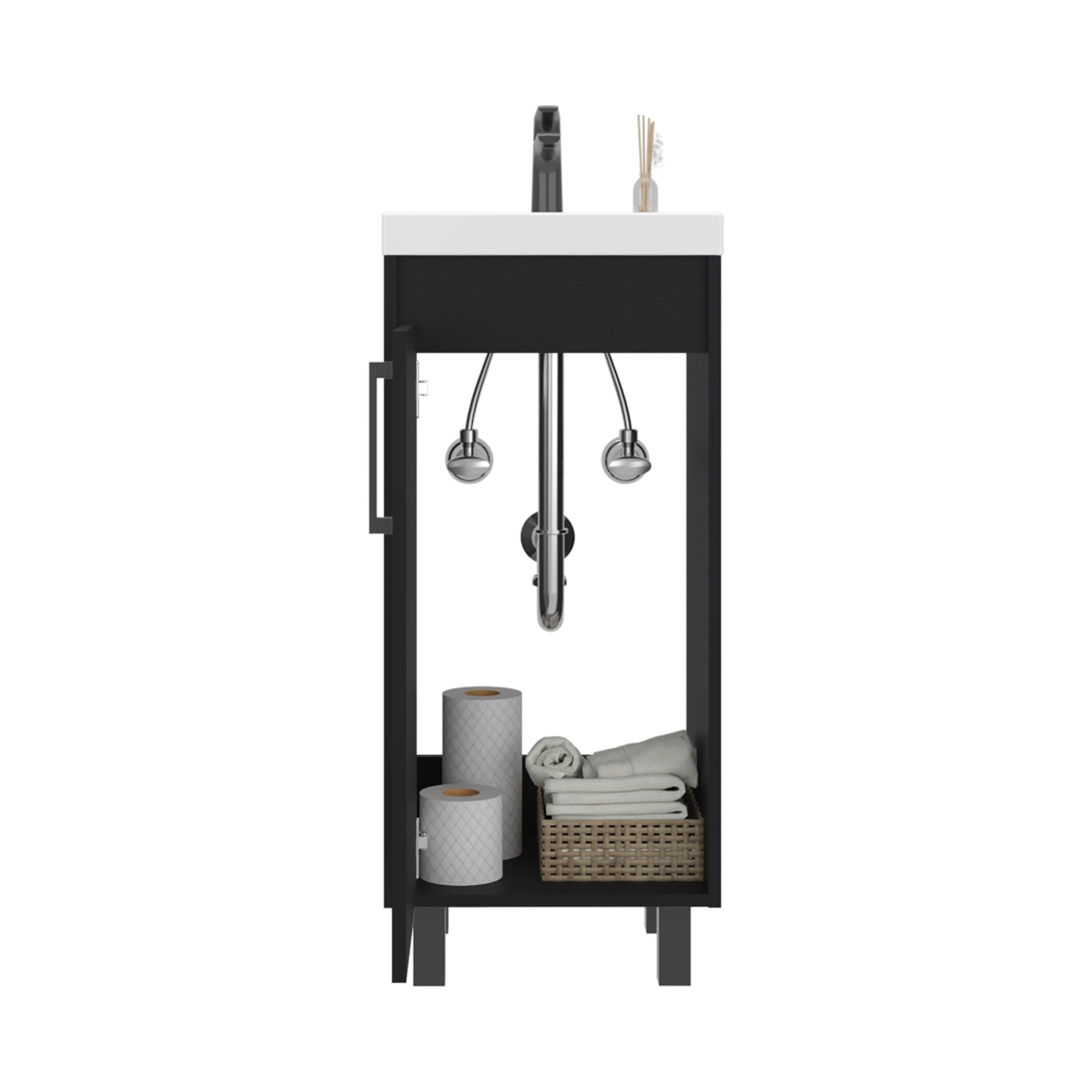 VANITORIO 1 PUERTA 86,4X32,5X39,6 CM EN COLOR NEGRO - 3