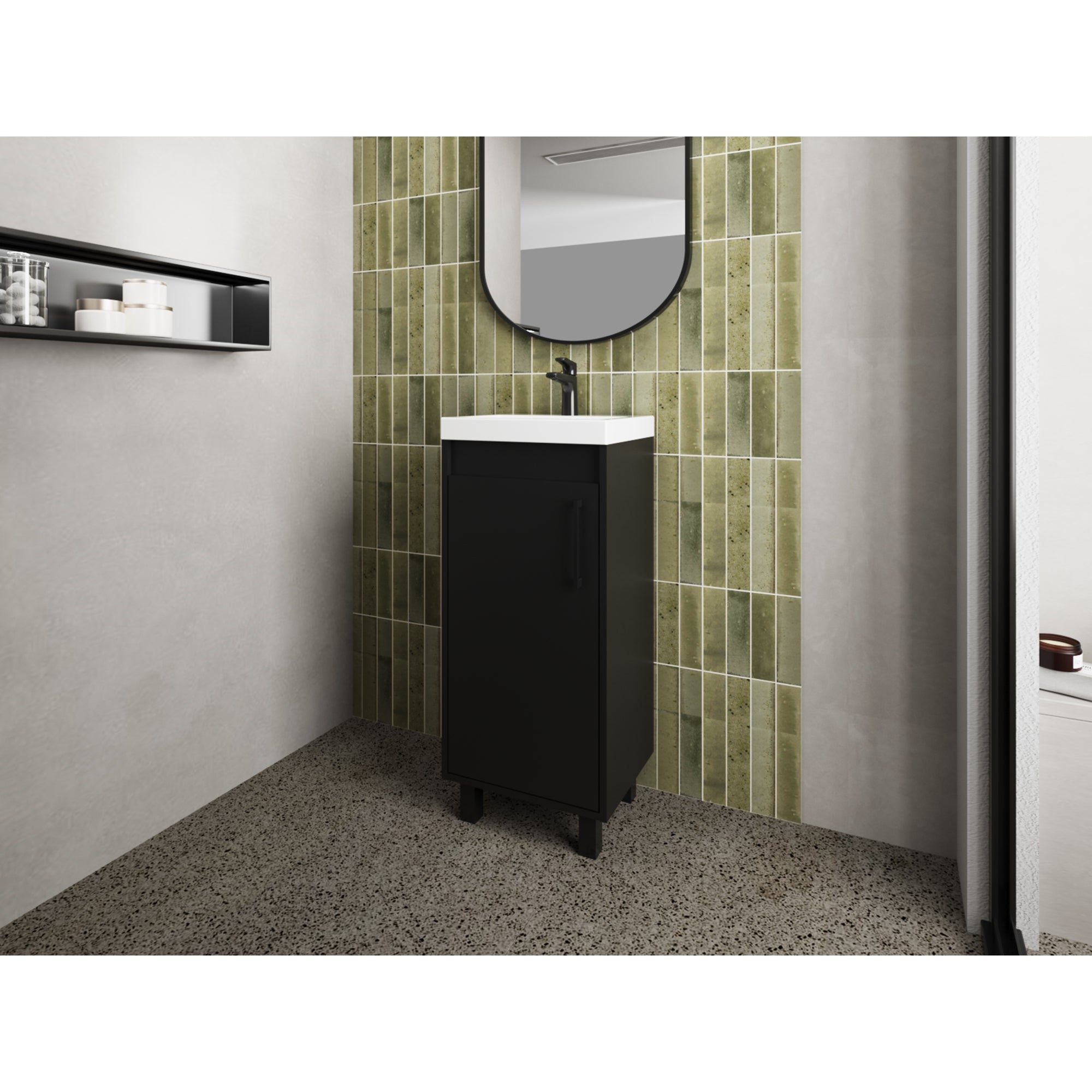 VANITORIO 1 PUERTA 86,4X32,5X39,6 CM EN COLOR NEGRO - 5