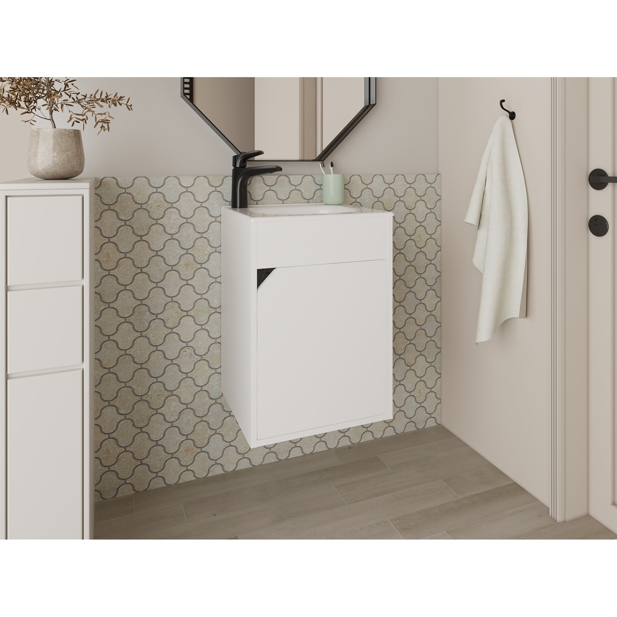 VANITORIO FLOTANTE 1 PUERTA EN COLOR BLANCO - 5