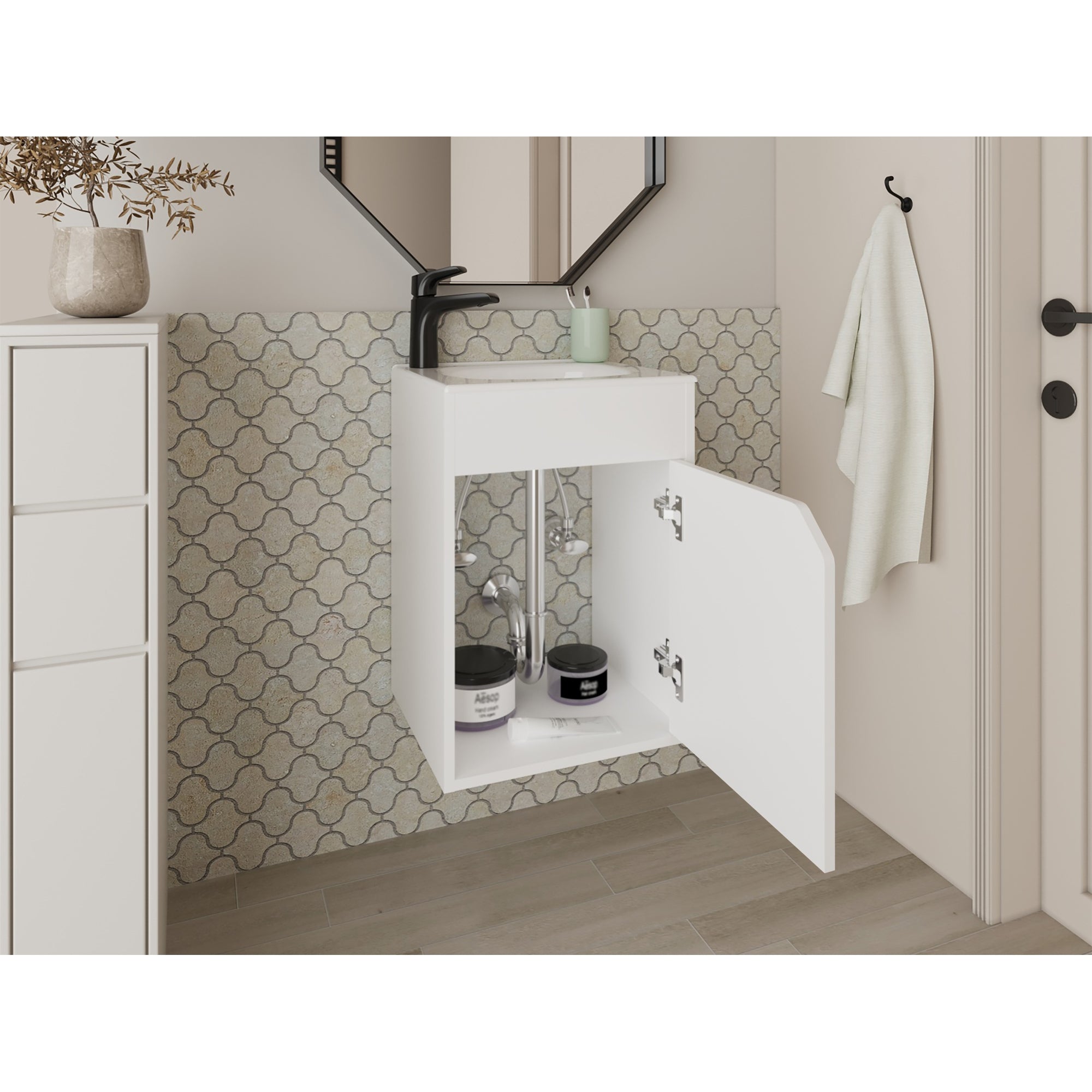 VANITORIO FLOTANTE 1 PUERTA EN COLOR BLANCO - 6