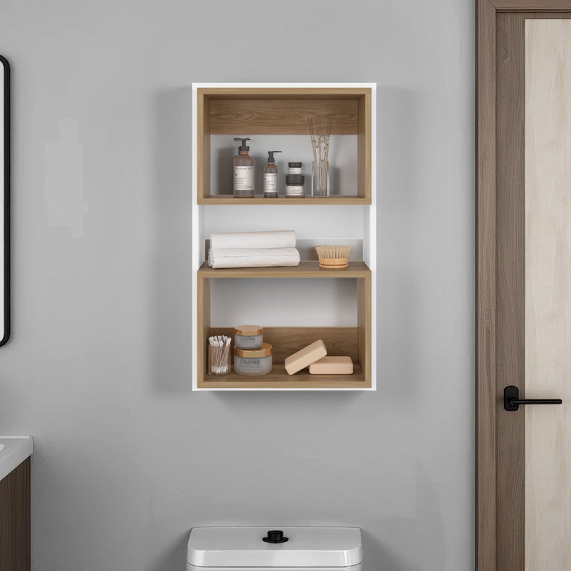 MUEBLE AUXILAR MURO BAÑO ECO EN COLOR BLANCO Y EN COLOR CAFE CLARO - 5