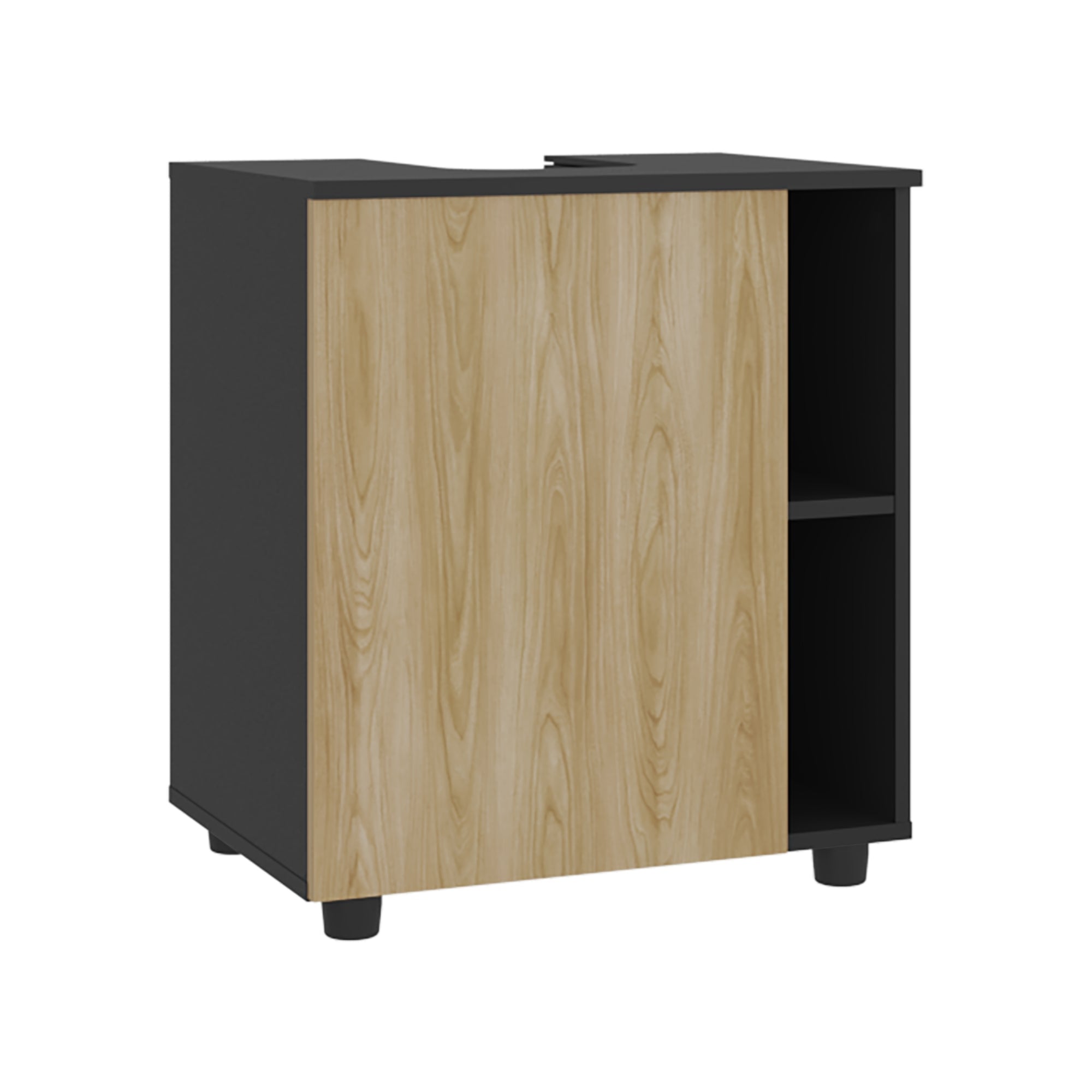 MUEBLE PARA LAVAMANOS 1 PUERTA 4 ESPACIOS EN COLOR NEGRO Y EN COLOR CAFE CLARO - 1