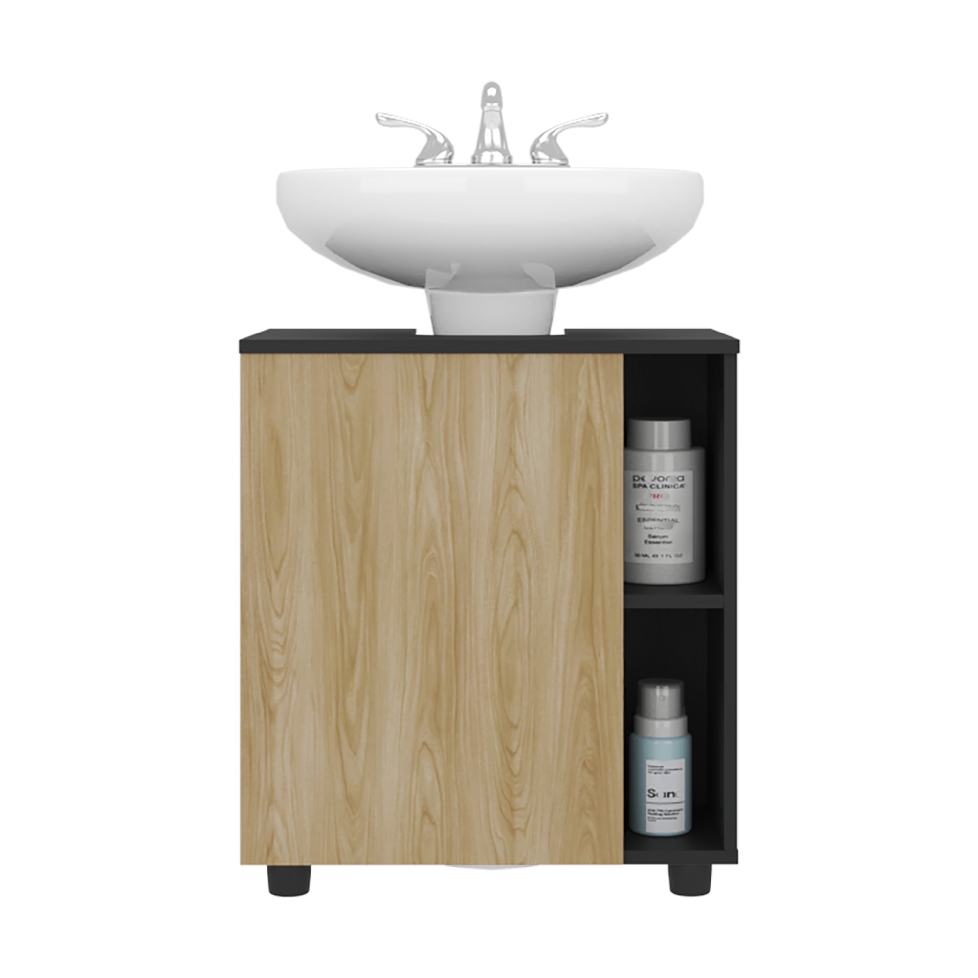 MUEBLE PARA LAVAMANOS 1 PUERTA 4 ESPACIOS EN COLOR NEGRO Y EN COLOR CAFE CLARO - 3