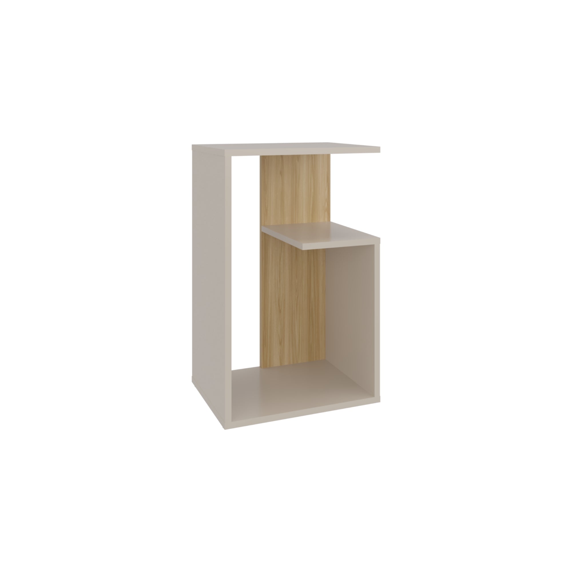 MESA LATERAL 63,4X39,8X30 CM BEIGE Y EN COLOR CAFE CLARO - 1