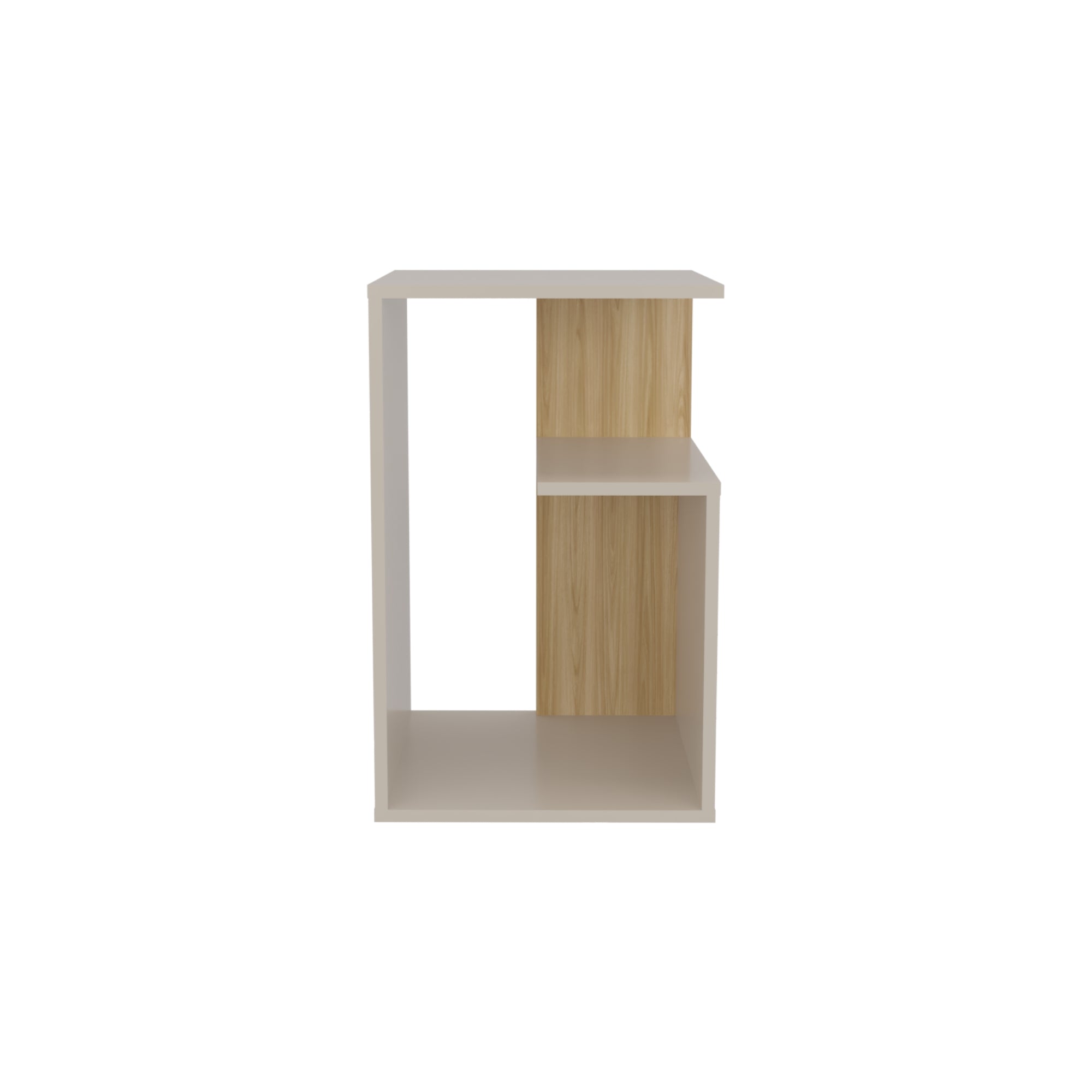 MESA LATERAL 63,4X39,8X30 CM BEIGE Y EN COLOR CAFE CLARO - 2