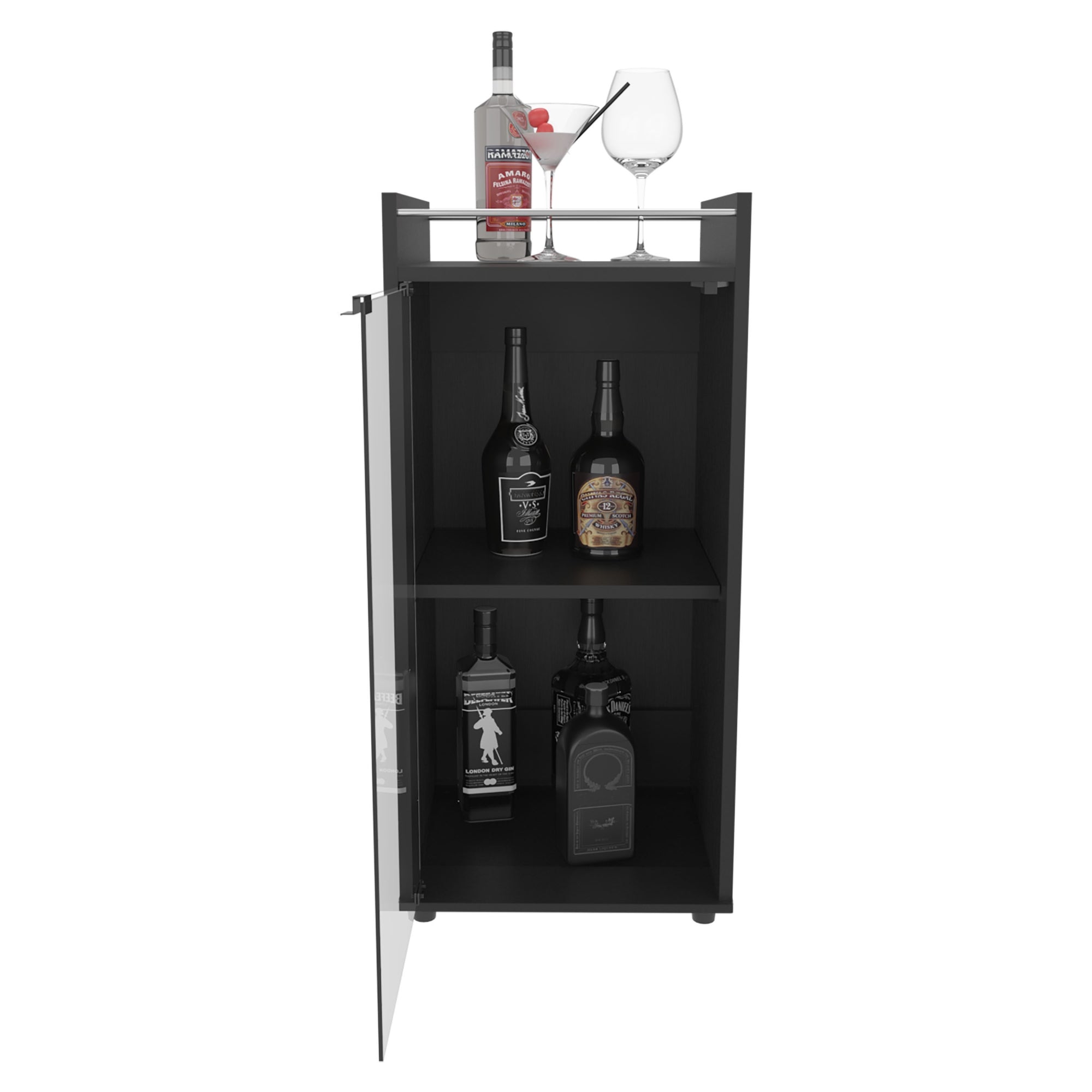 BAR BAJO 1 PUERTA CIERRE IMAN 81,3X38,1X37,6 CM EN COLOR NEGRO - 3