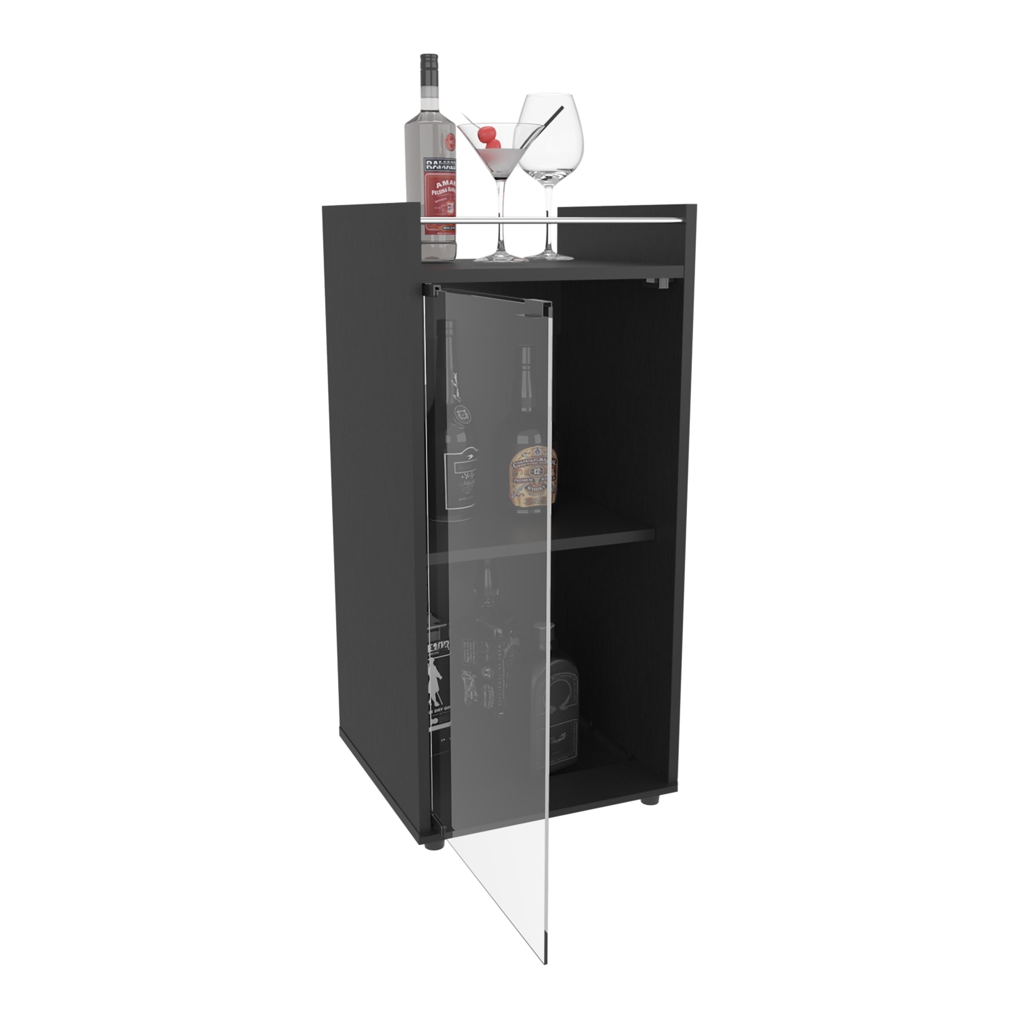 BAR BAJO 1 PUERTA CIERRE IMAN 81,3X38,1X37,6 CM EN COLOR NEGRO - 4