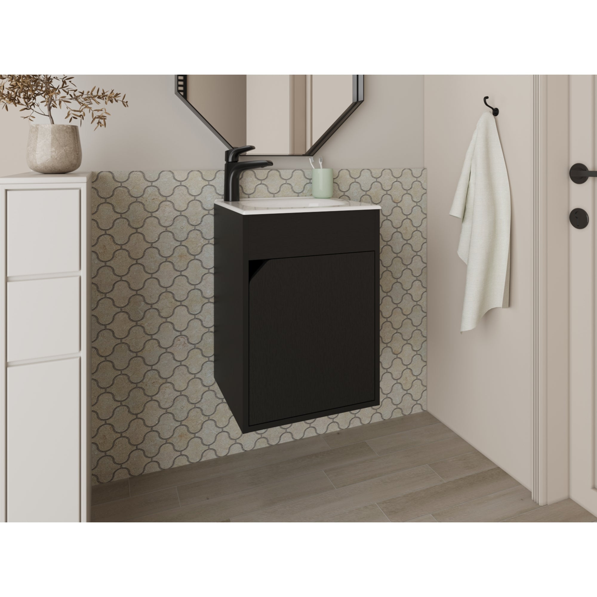 VANITORIO FLOTANTE 1 PUERTA EN COLOR NEGRO - 5