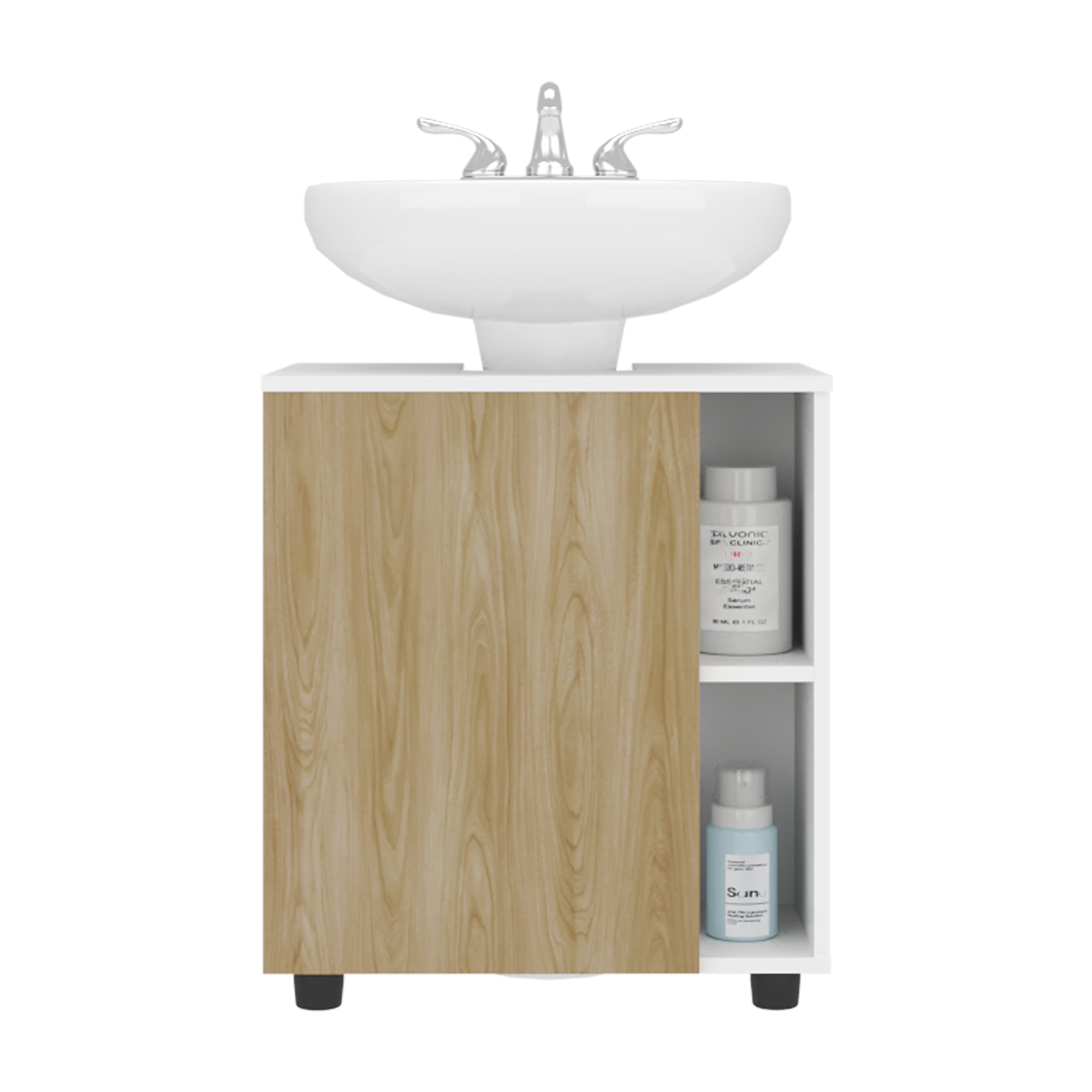 MUEBLE PARA LAVAMANOS 1 PUERTA 4 ESPACIOS EN COLOR BLANCO Y EN COLOR CAFE CLARO - 3