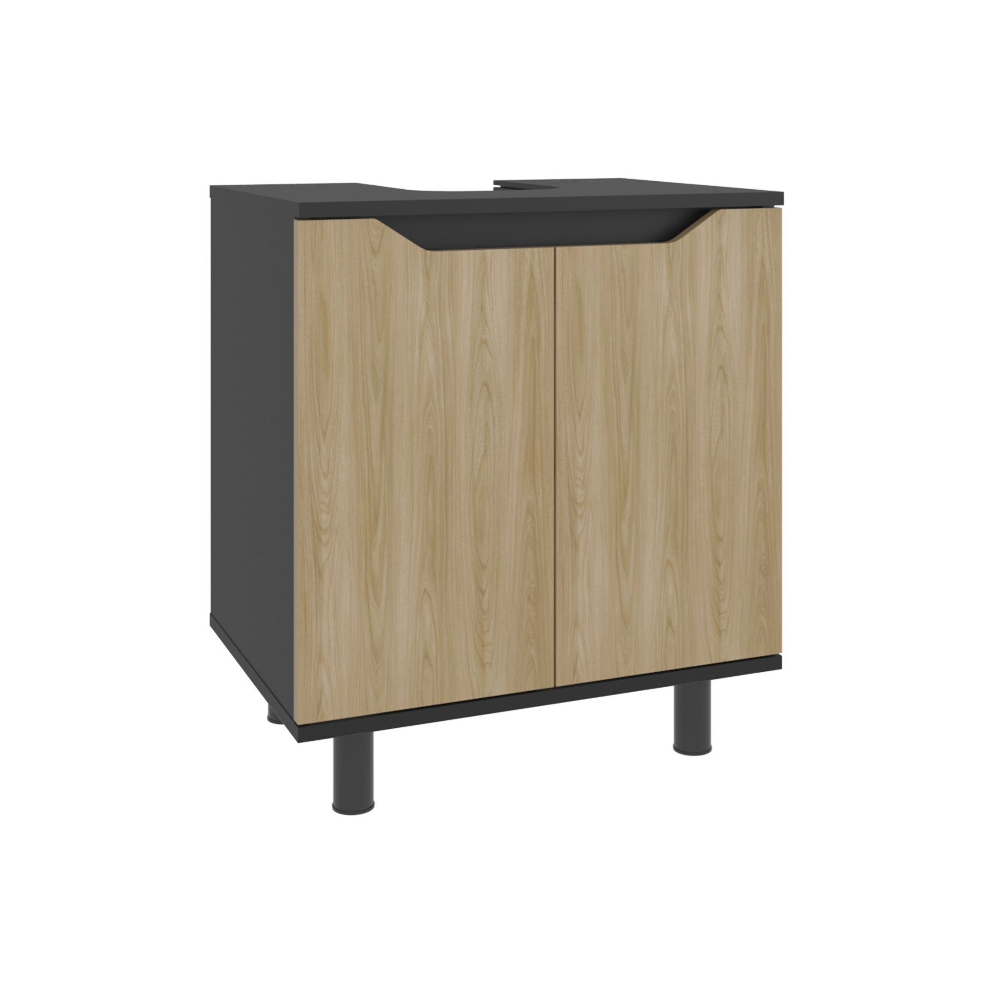 MUEBLE PARA LAVAMANOS 2 PUERTAS EN COLOR NEGRO Y EN COLOR CAFE CLARO - 1