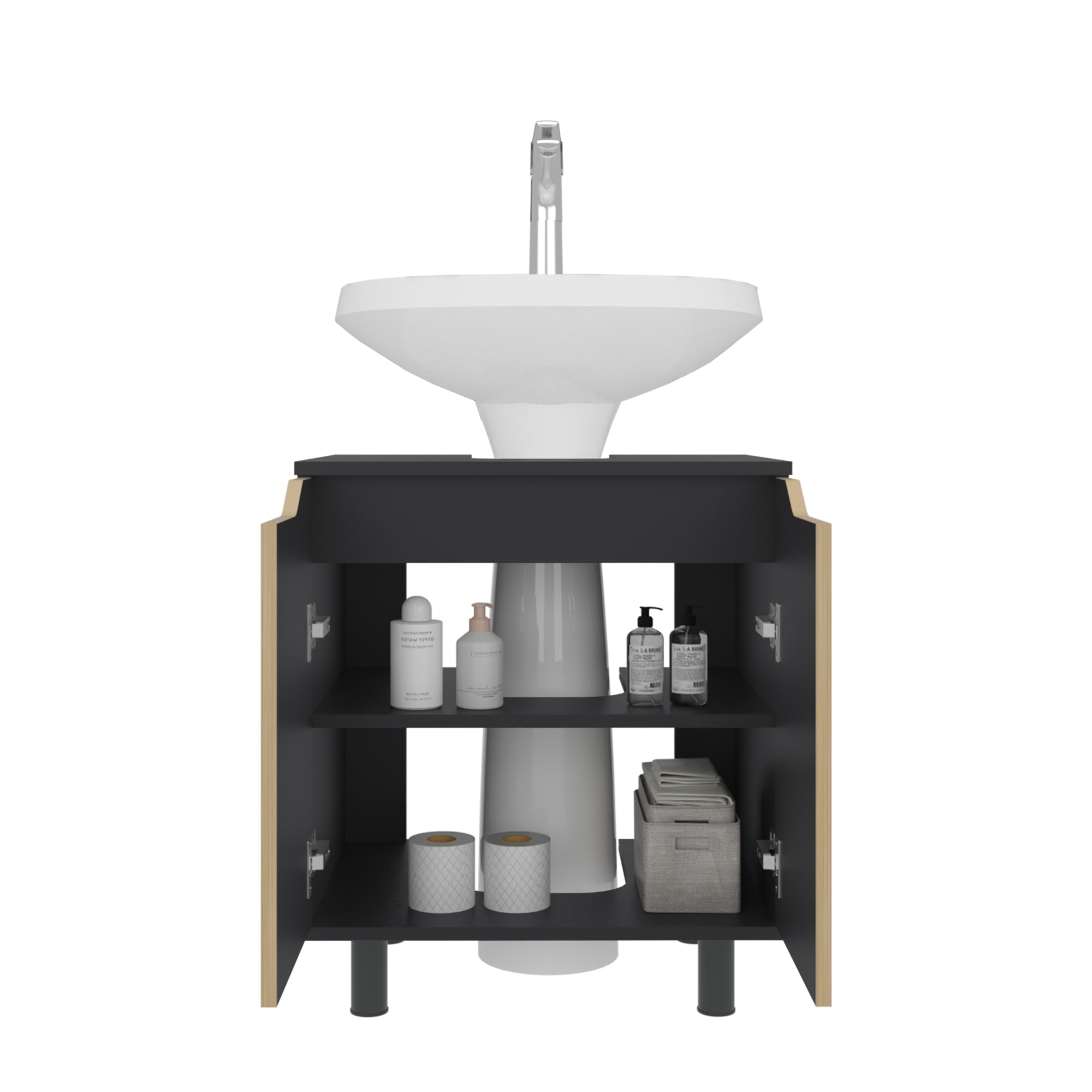 MUEBLE PARA LAVAMANOS 2 PUERTAS EN COLOR NEGRO Y EN COLOR CAFE CLARO - 3