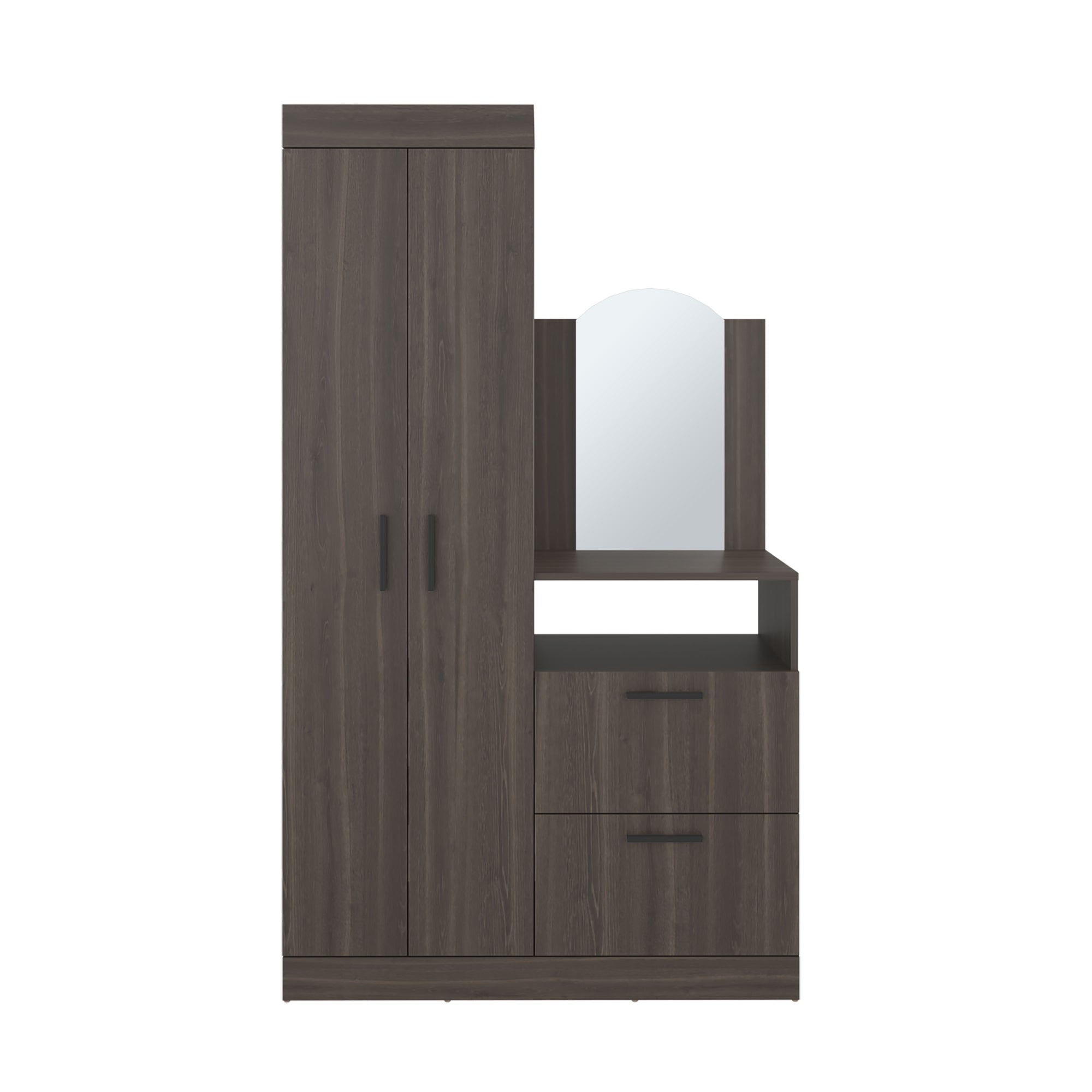 CLOSET COMODA CON ESPEJO 3 PUERTAS 1 CAJON EN COLOR CAFE OSCURO - 2