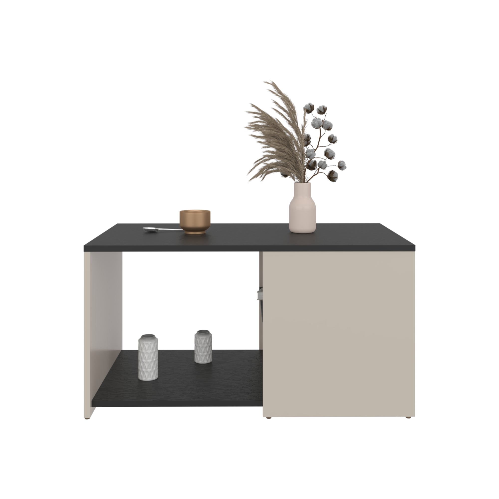 MESA CENTRO 80X45X42,1 CM BEIGE Y EN COLOR NEGRO - 3