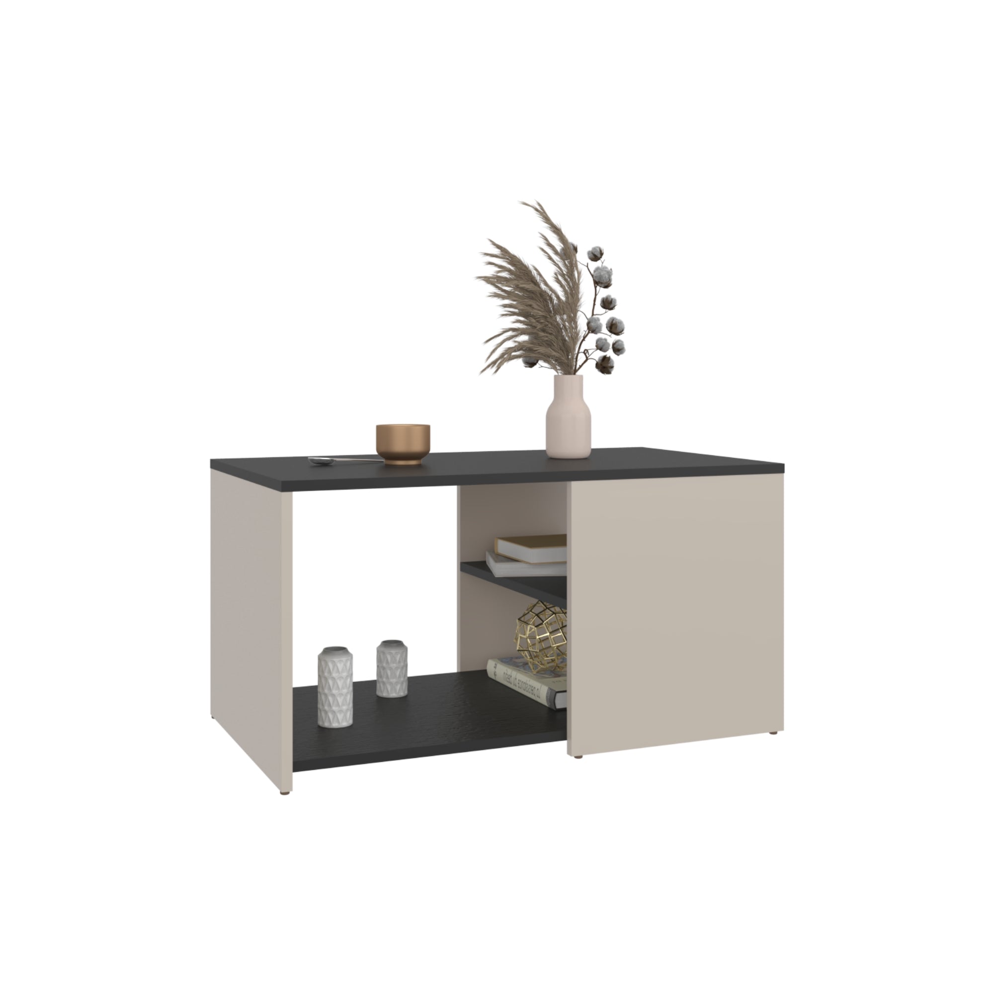 MESA CENTRO 80X45X42,1 CM BEIGE Y EN COLOR NEGRO - 4